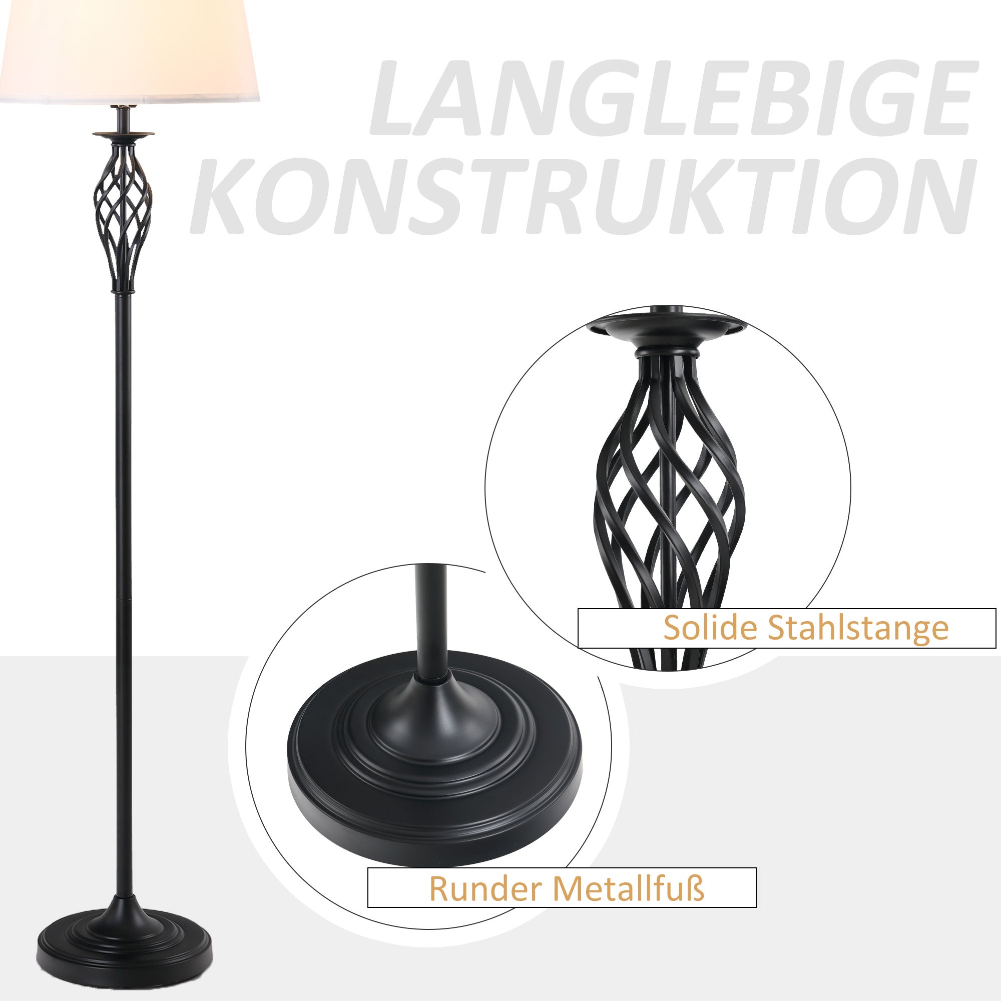 Vintage 3-Piece Lamp Set with Floor and Table Lights