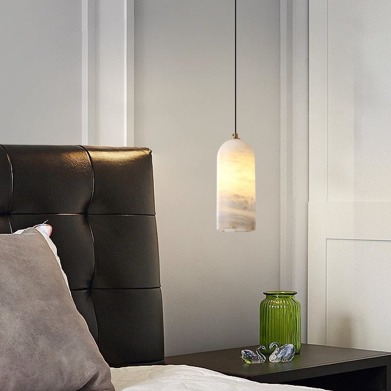 Moderne Albast en Koperen Hanglamp voor Stijlvolle Accentverlichting