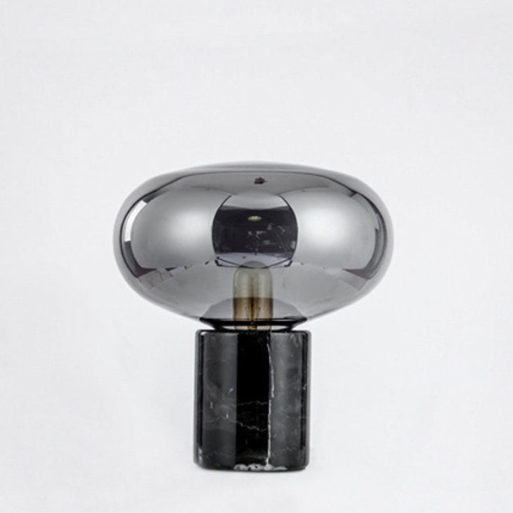 Moderne designer tafellamp – Glazen & Marmeren Lamp met Rookglazen Kap