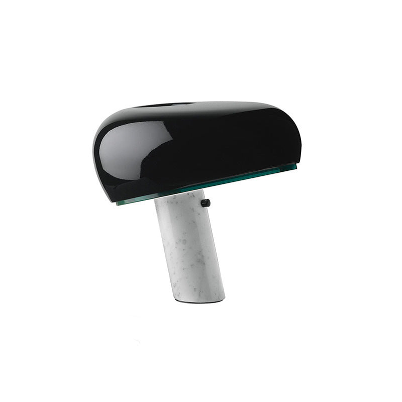 Moderne tafellamp met paddenstoeldesign – Designlamp met marmeren voet en glazen kap