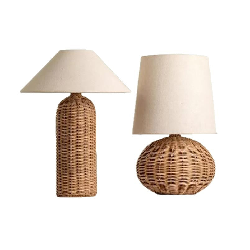 Wabi-Sabi rotan tafellamp in vintage stijl