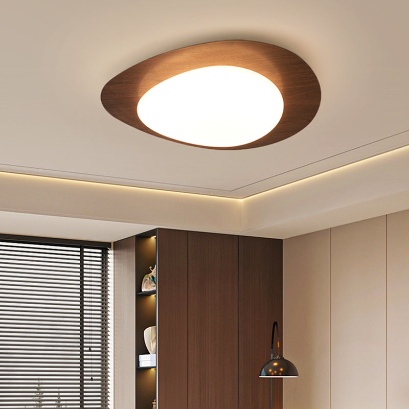 Minimalistische LED Plafondlamp in Houtlook