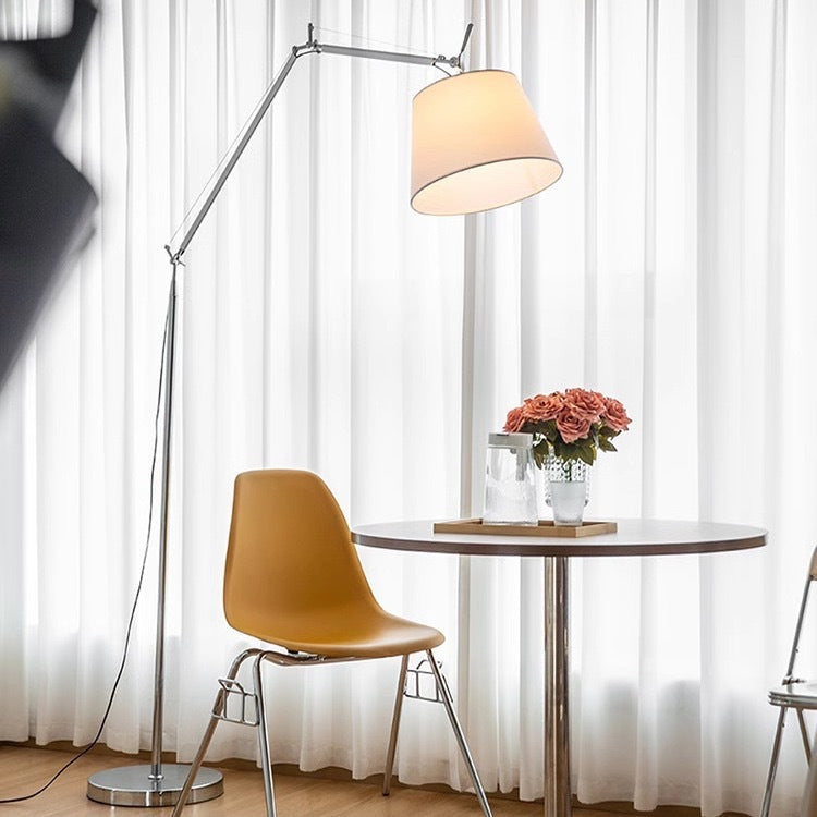 Zwenkbare Vloerlamp met Stoffen Kap en Verstelbare Arm
