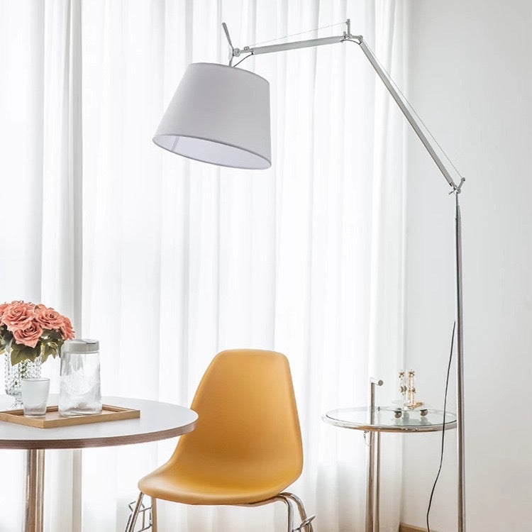 Zwenkbare Vloerlamp met Stoffen Kap en Verstelbare Arm