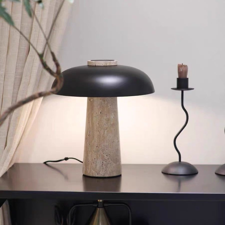 Portable Travertine Mushroom Bedside Table Lamp
