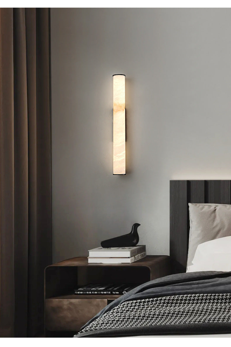 Linear Marble Wall Lamp with Brass Structure