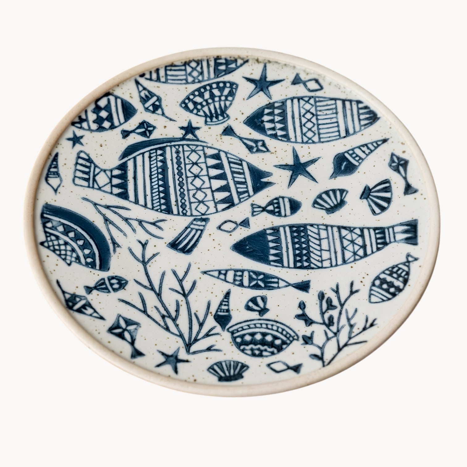 Handcrafted Hand-Painted Breakfast Plate in Blue and White