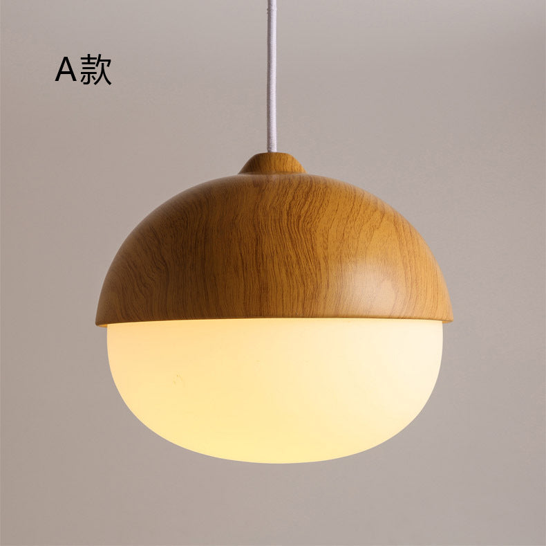 Moderne Noten Lamp – Decoratieve Hanglamp met Glas & Hout Look