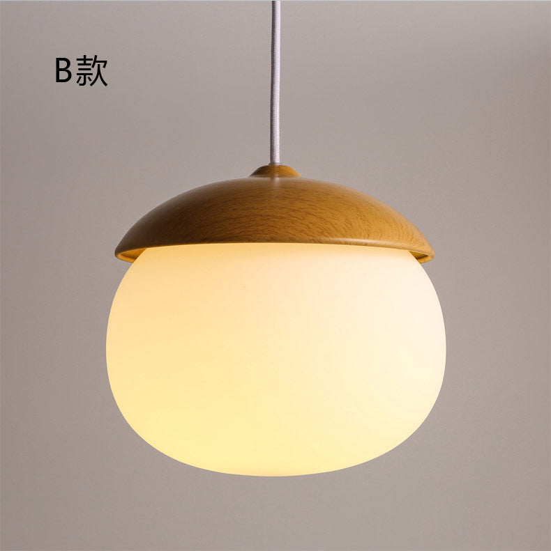Moderne Noten Lamp – Decoratieve Hanglamp met Glas & Hout Look
