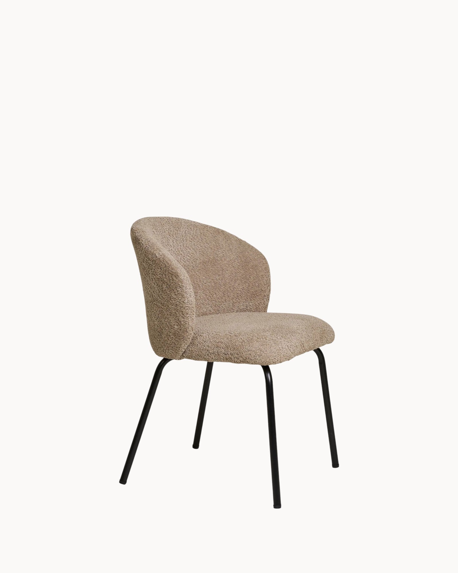 Safira Dining Chair - Beige Bouclé with Black Steel Legs