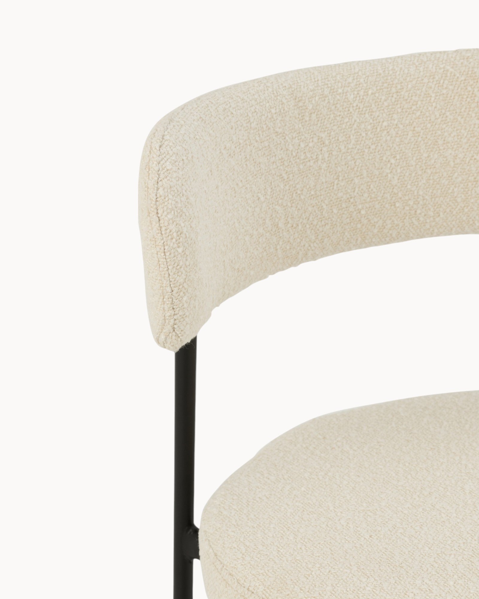 J-Line – Boucle Dining Chair – White/Black, Plywood Frame, Modern Design