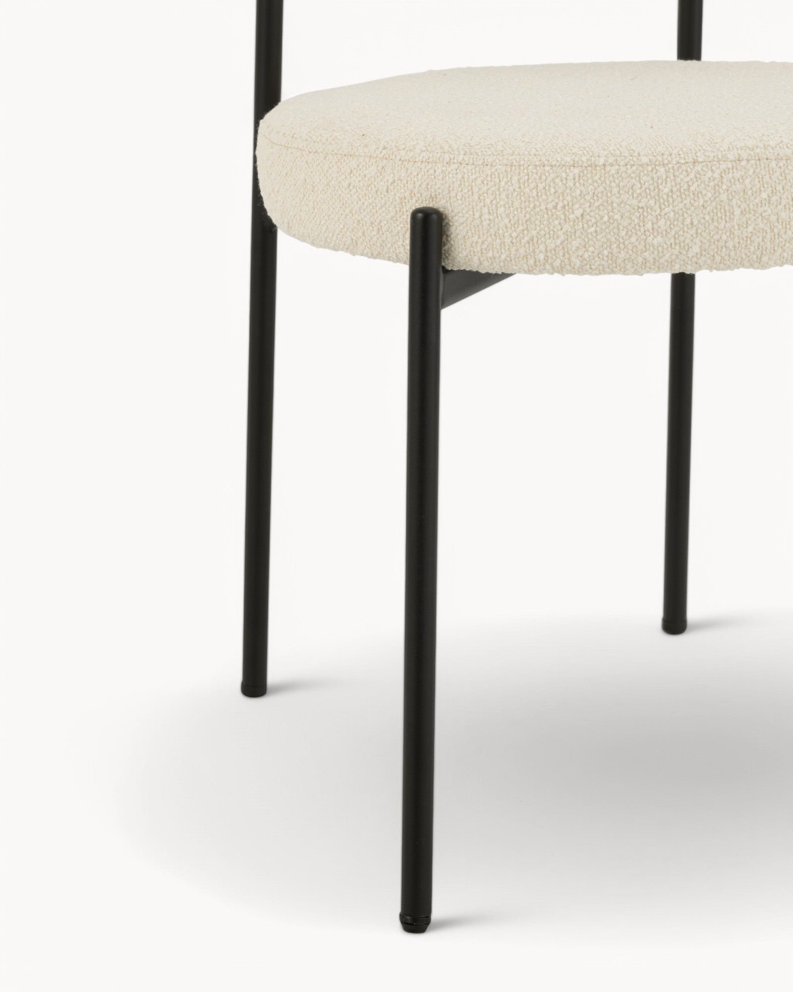 J-Line – Boucle Dining Chair – White/Black, Plywood Frame, Modern Design