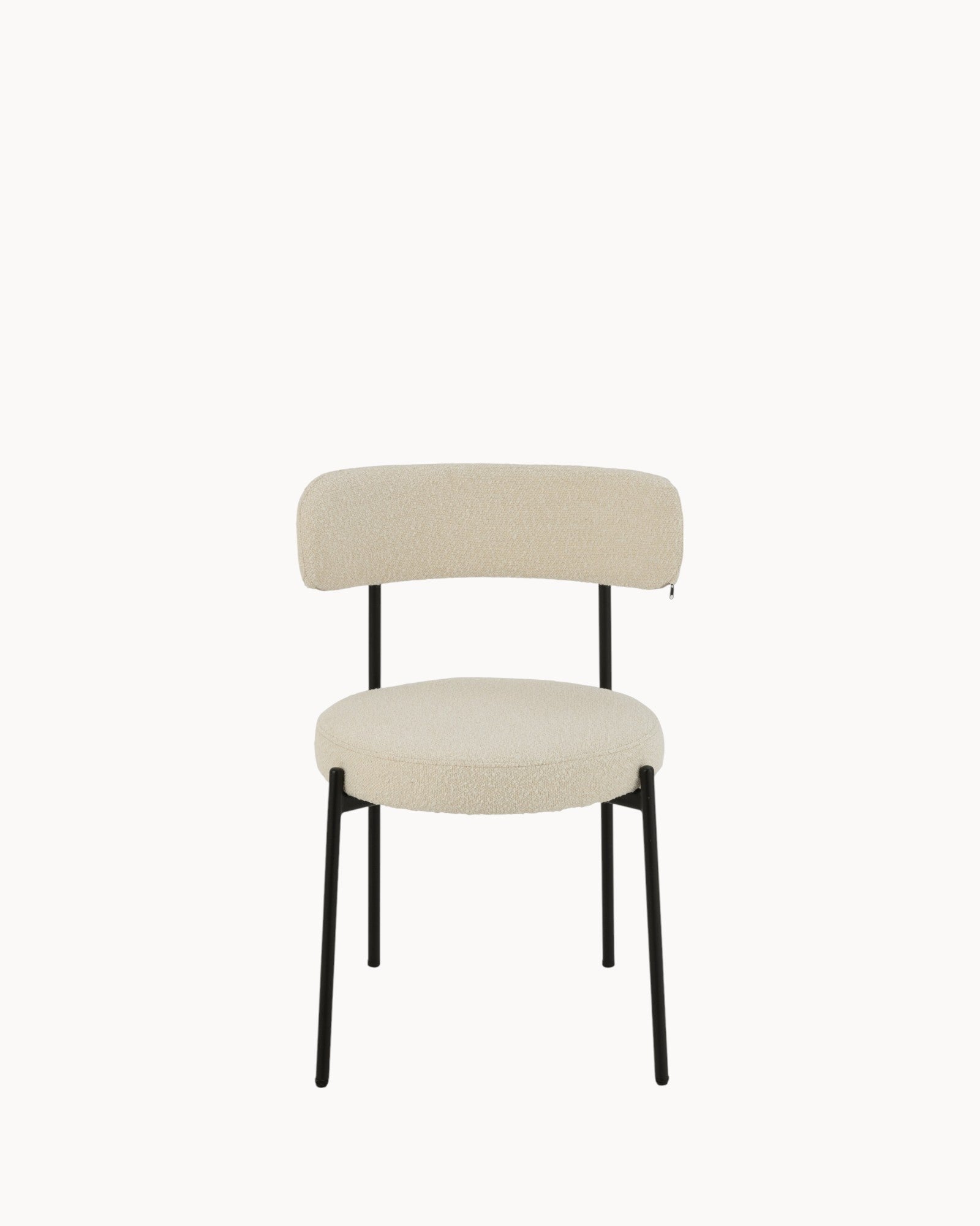 J-Line – Boucle Dining Chair – White/Black, Plywood Frame, Modern Design