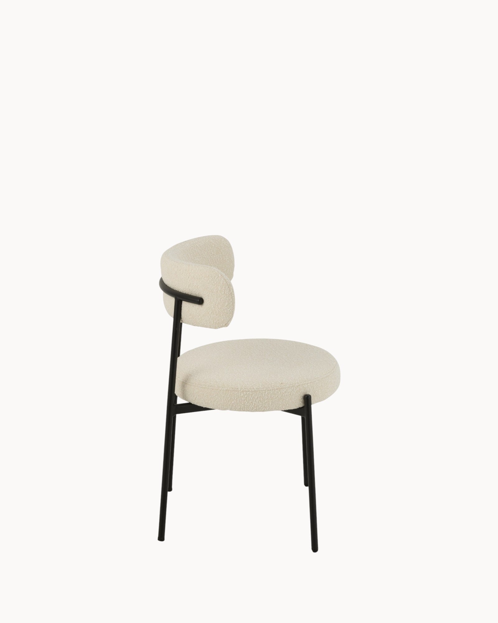 J-Line – Boucle Dining Chair – White/Black, Plywood Frame, Modern Design