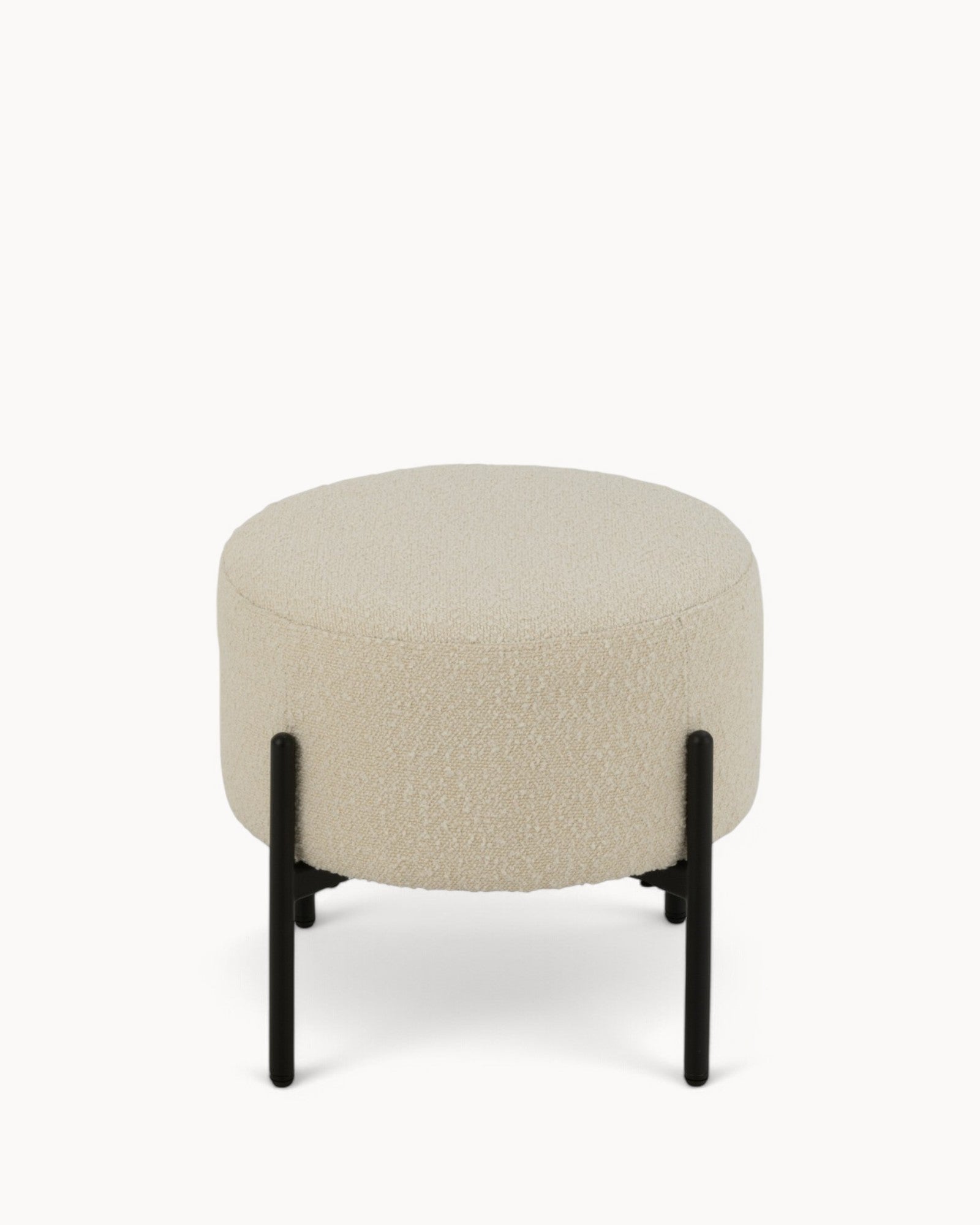 J-Line – Stool Bouclé – White & Black, Plywood & Polyester, 44x41.5 cm