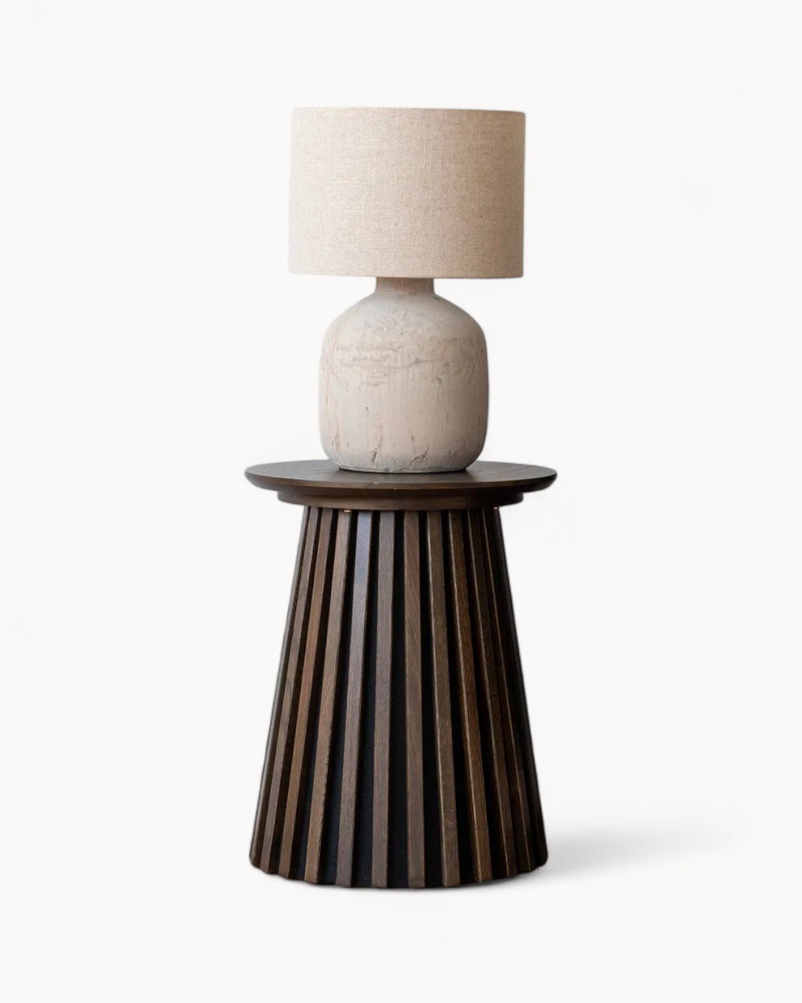 Keramische Tafellamp in steenlook lichtbruin met E27 fitting