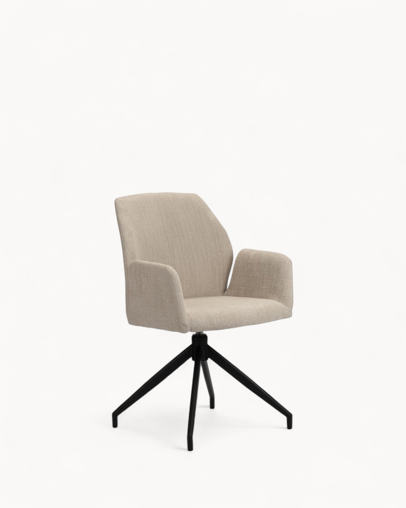 Pole To Pole - Swivel Chair - Modern Beige Fabric - 360° Swivel - Black Steel Legs
