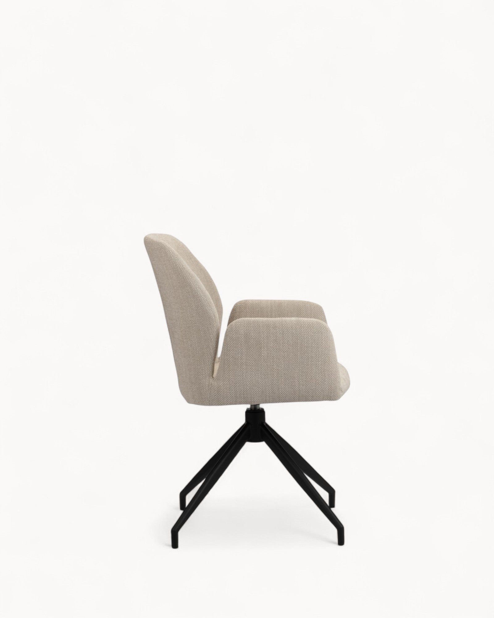 Pole To Pole - Swivel Chair - Modern Beige Fabric - 360° Swivel - Black Steel Legs