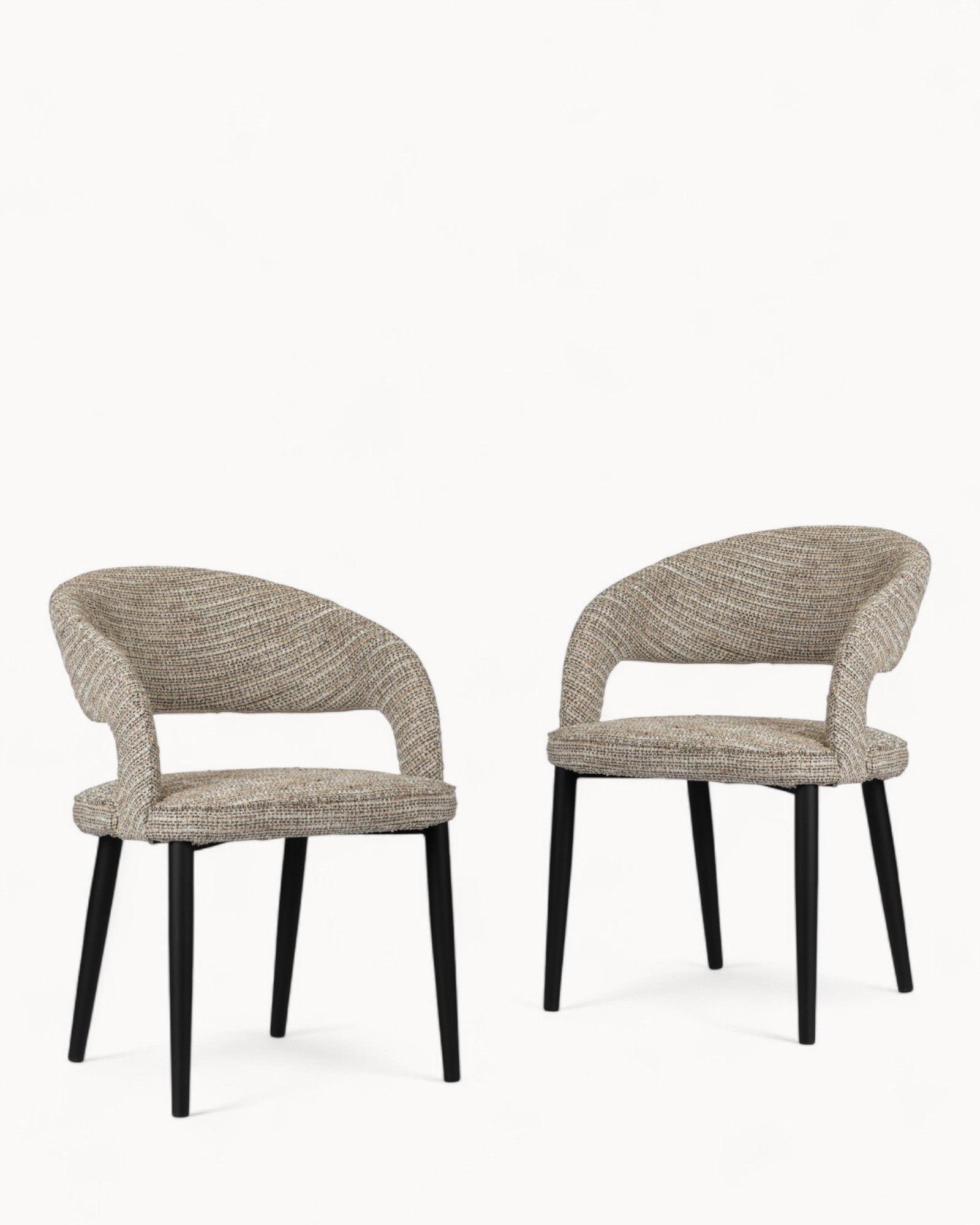 Dining Chair Set of 2 - Modern - Coco Fabric - Black Metal Legs