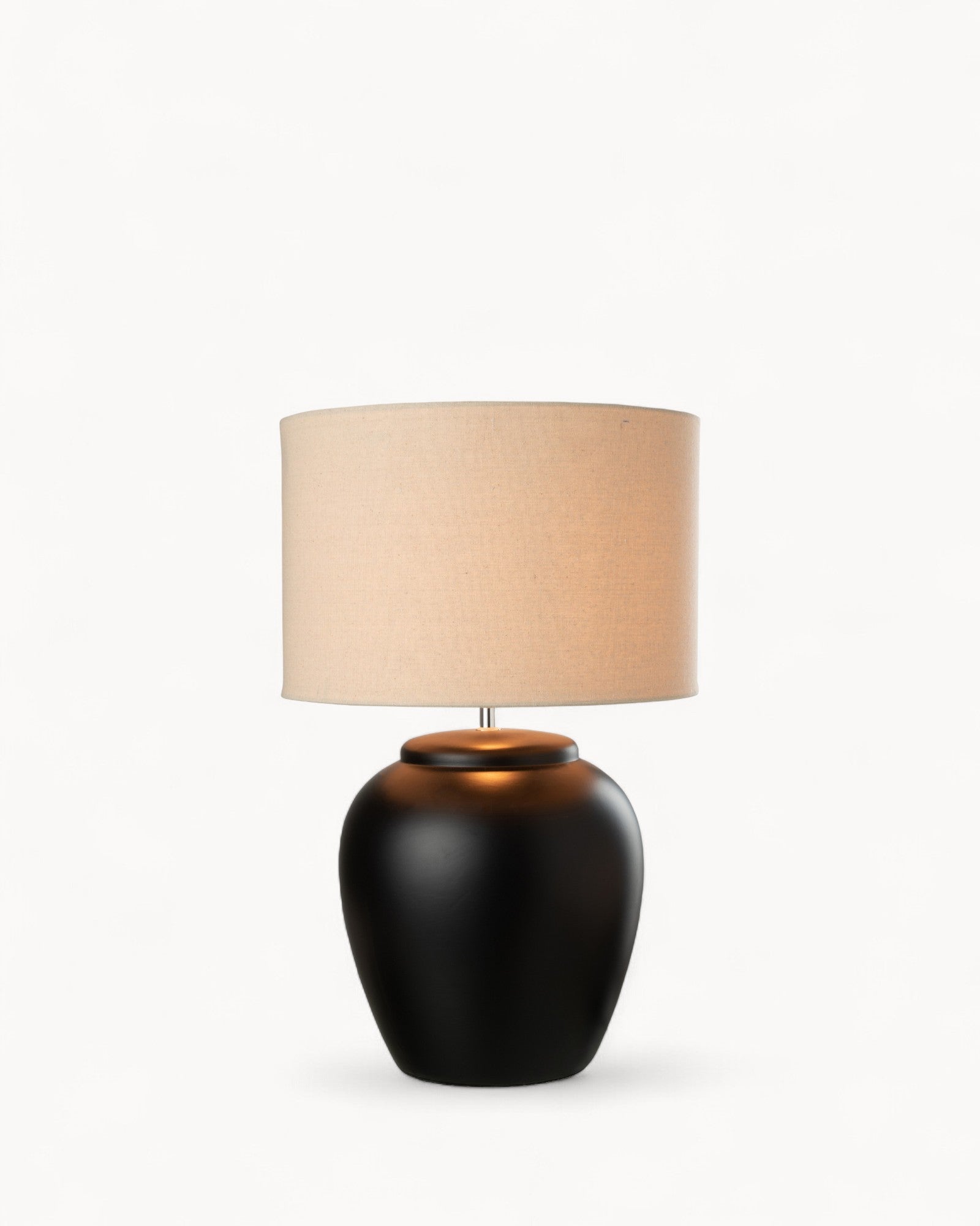 J-Line – Table Lamp – Meli Light – Black Ceramic Base with Linen Shade – Large