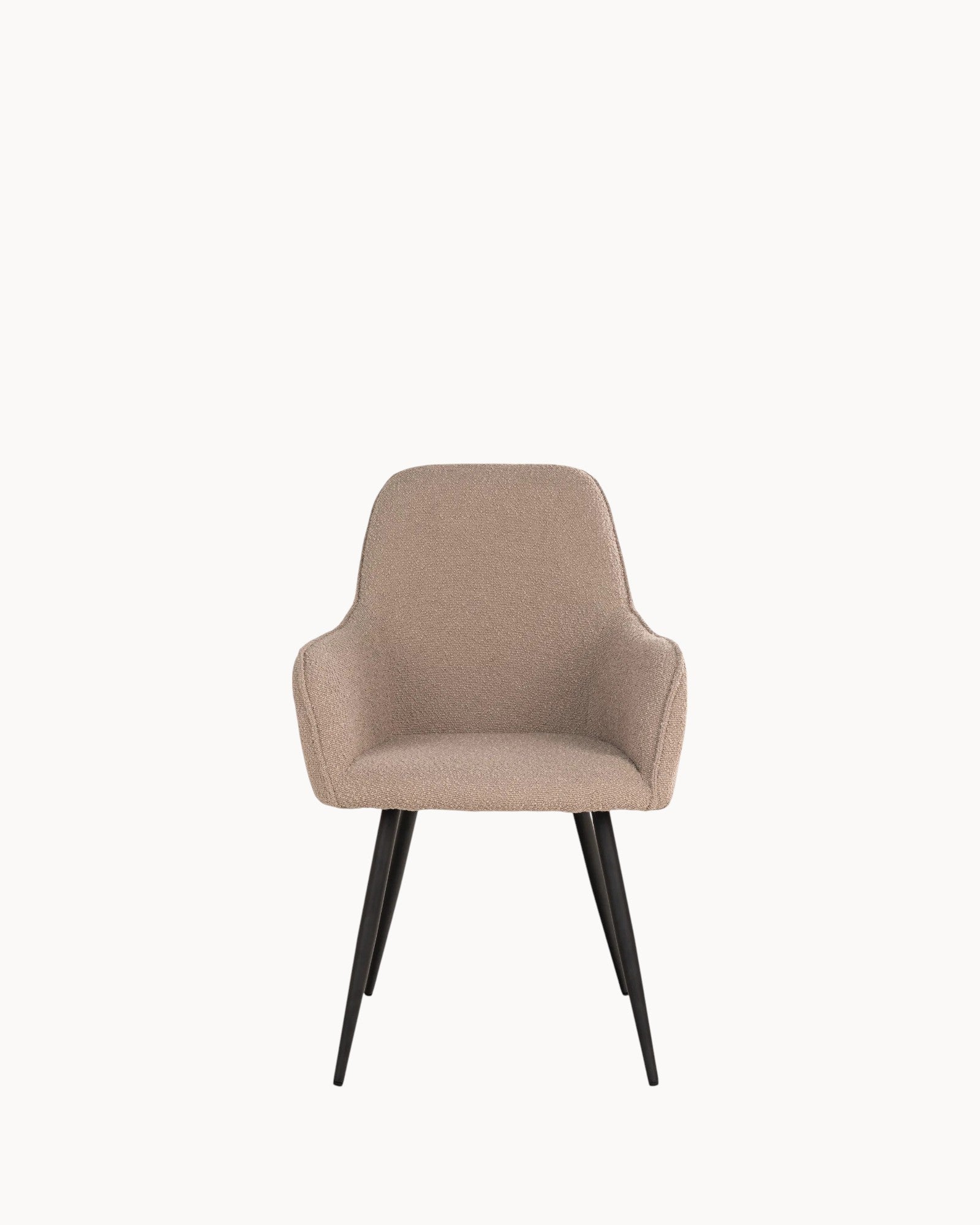 Harbo Dining Chair - Bouclé Beige, Black Metal Legs