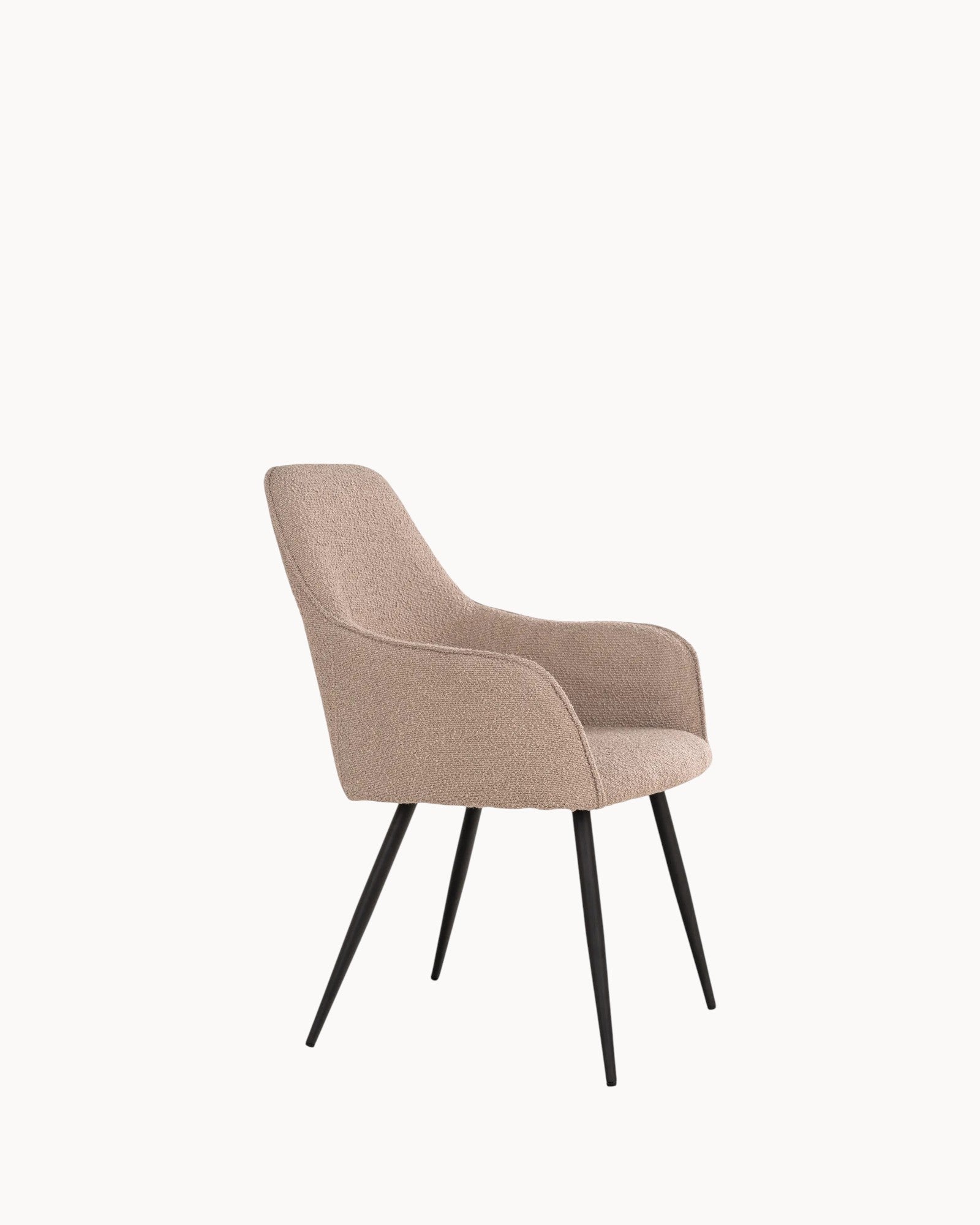Harbo Dining Chair - Bouclé Beige, Black Metal Legs