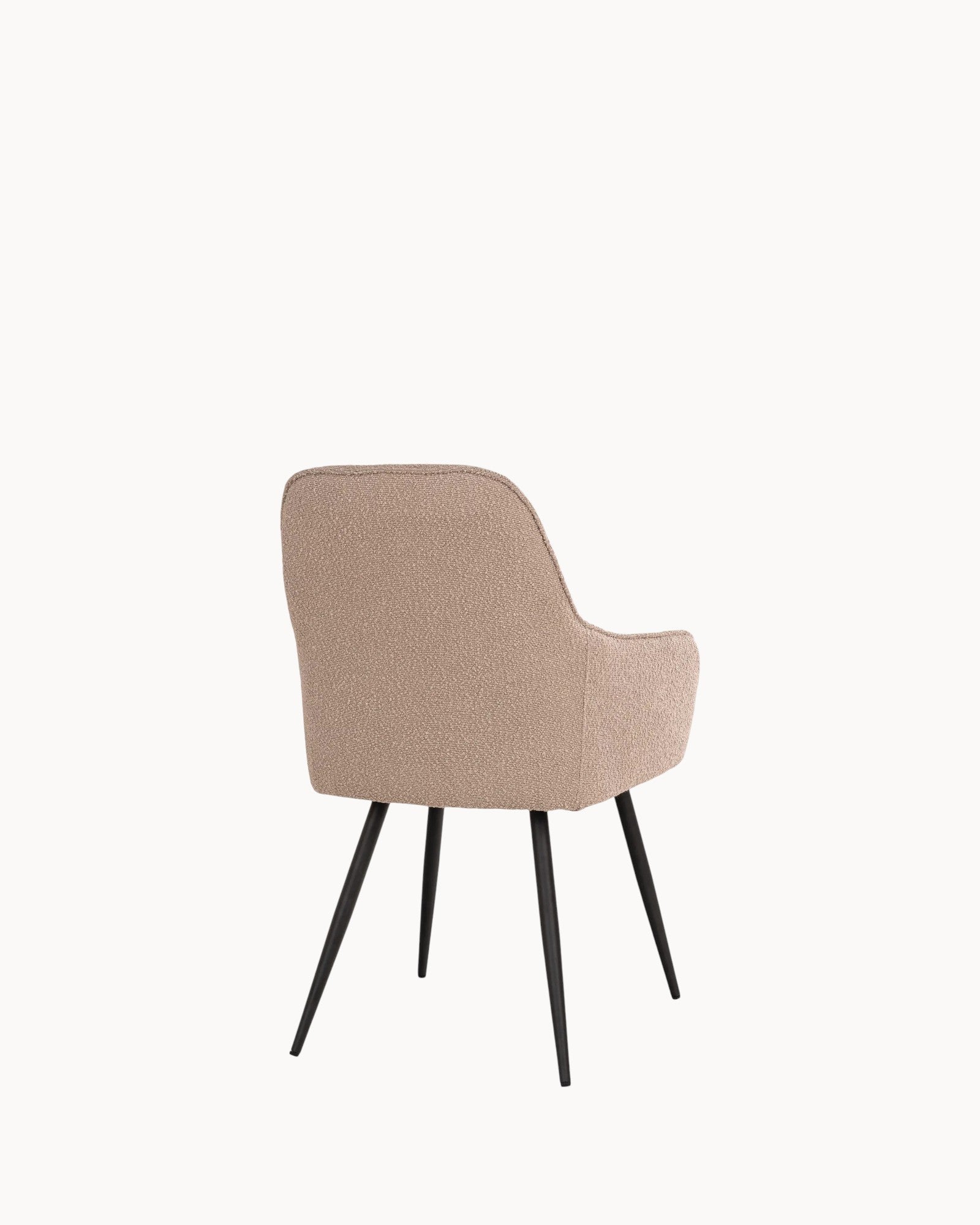 Harbo Dining Chair - Bouclé Beige, Black Metal Legs