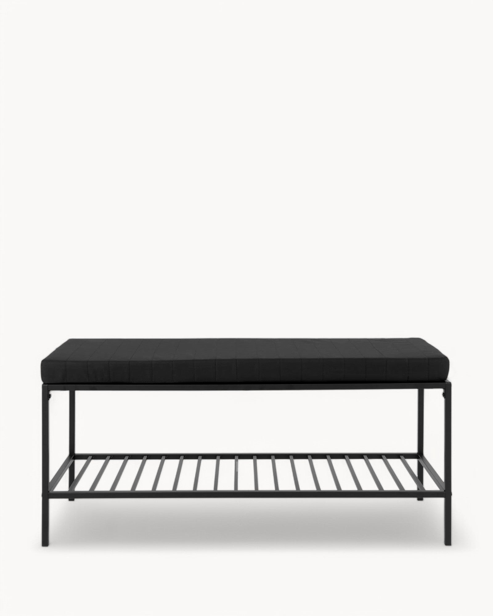 Vita Bench - Black - Metal Frame with Upholstery and Shelf