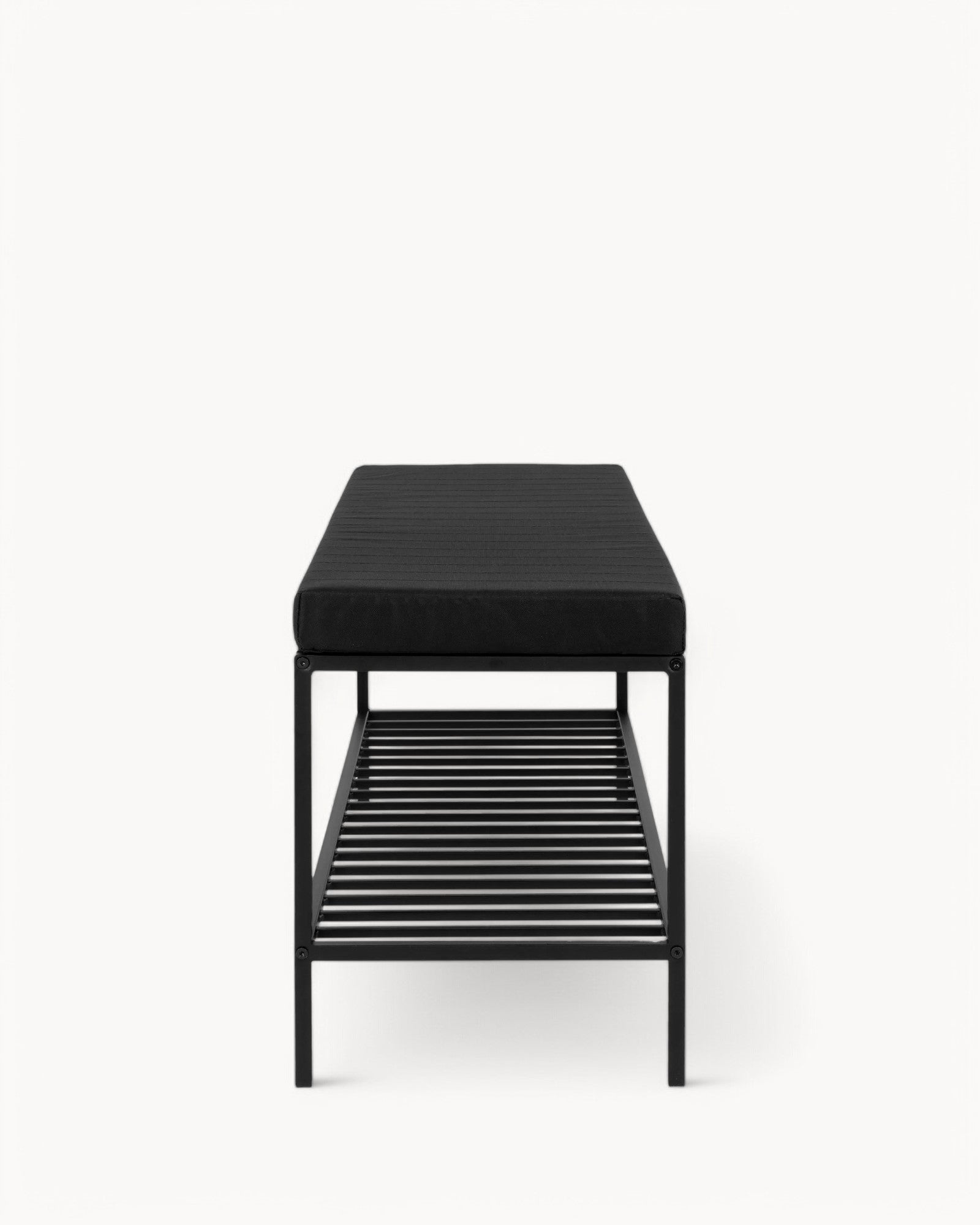Vita Bench - Black - Metal Frame with Upholstery and Shelf