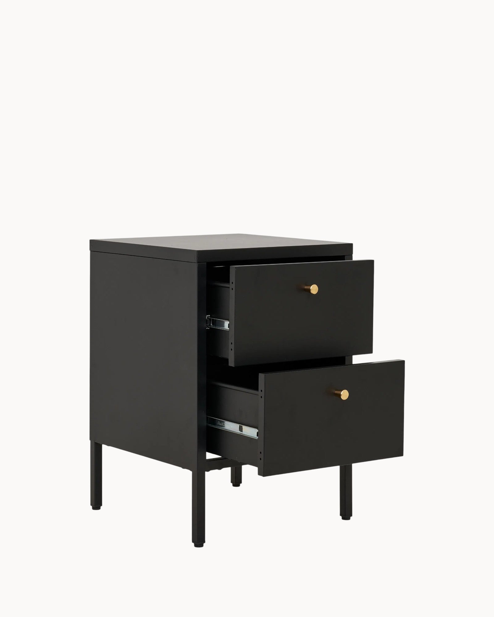 Chest of Drawers with 2 Steel Drawers - Black - 40x40x60 cm