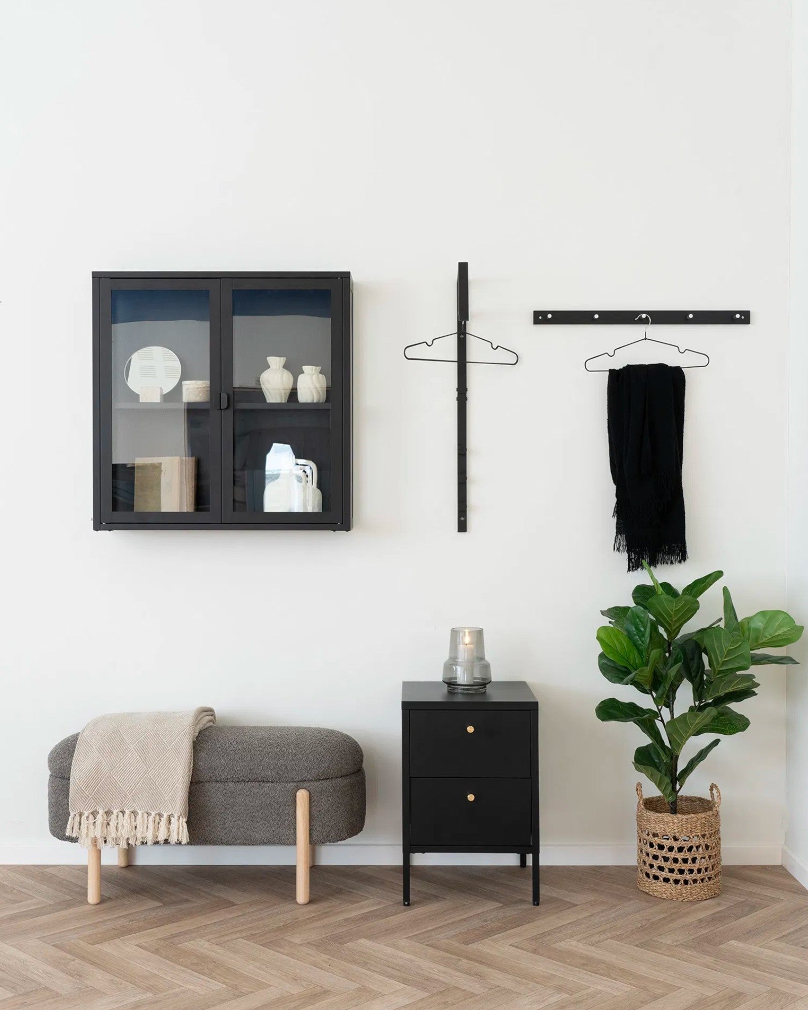 Chest of Drawers with 2 Steel Drawers - Black - 40x40x60 cm