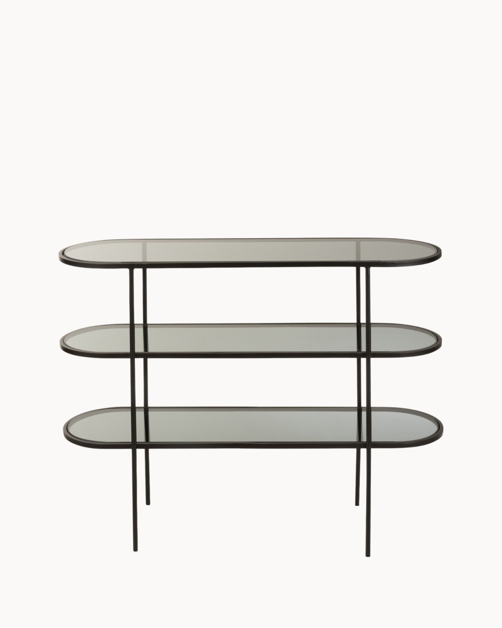 J-Line - Metal Storage Rack - 3 Tier with Glass Shelves - Black 100x30x80 cm