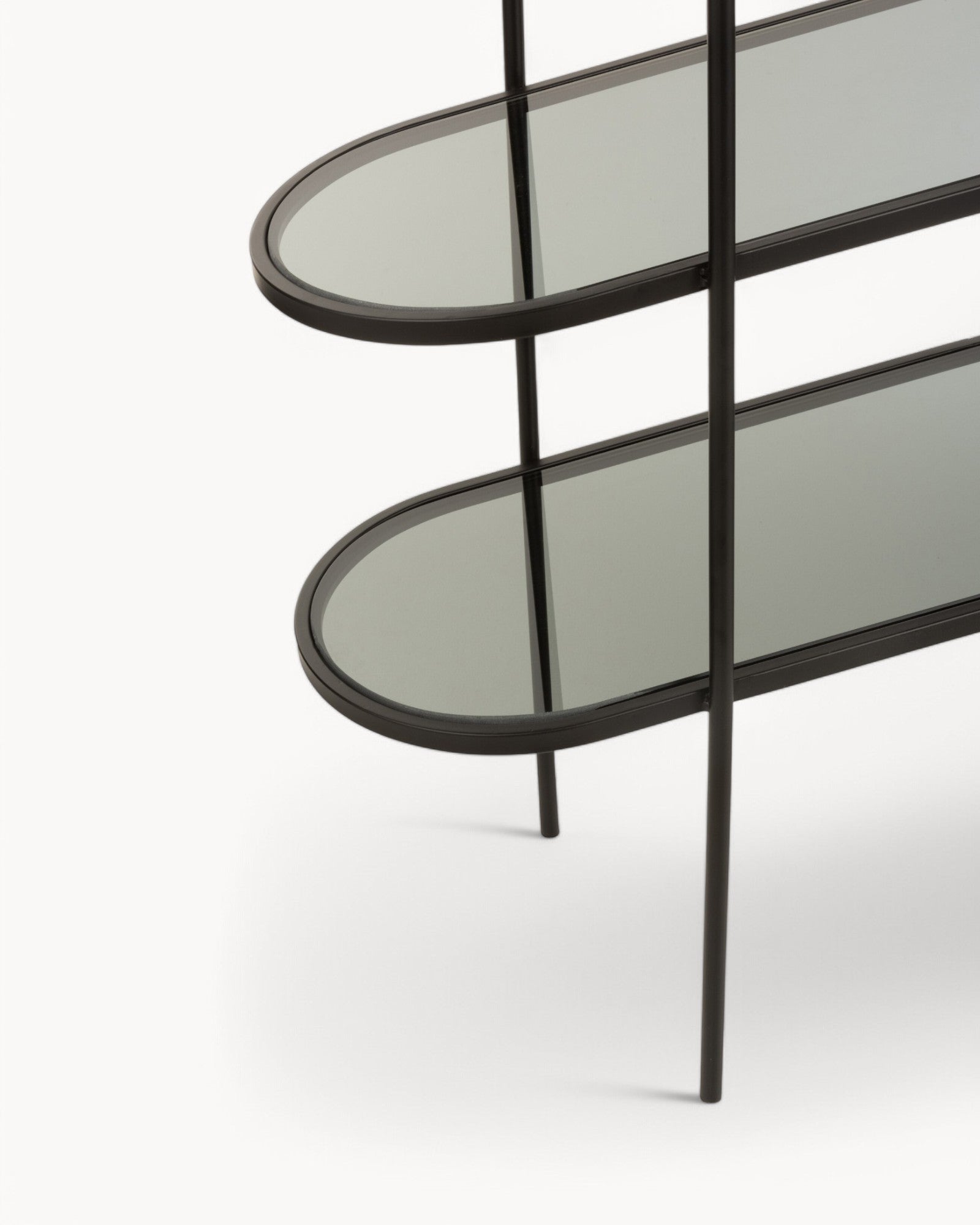 J-Line - Metal Storage Rack - 3 Tier with Glass Shelves - Black 100x30x80 cm
