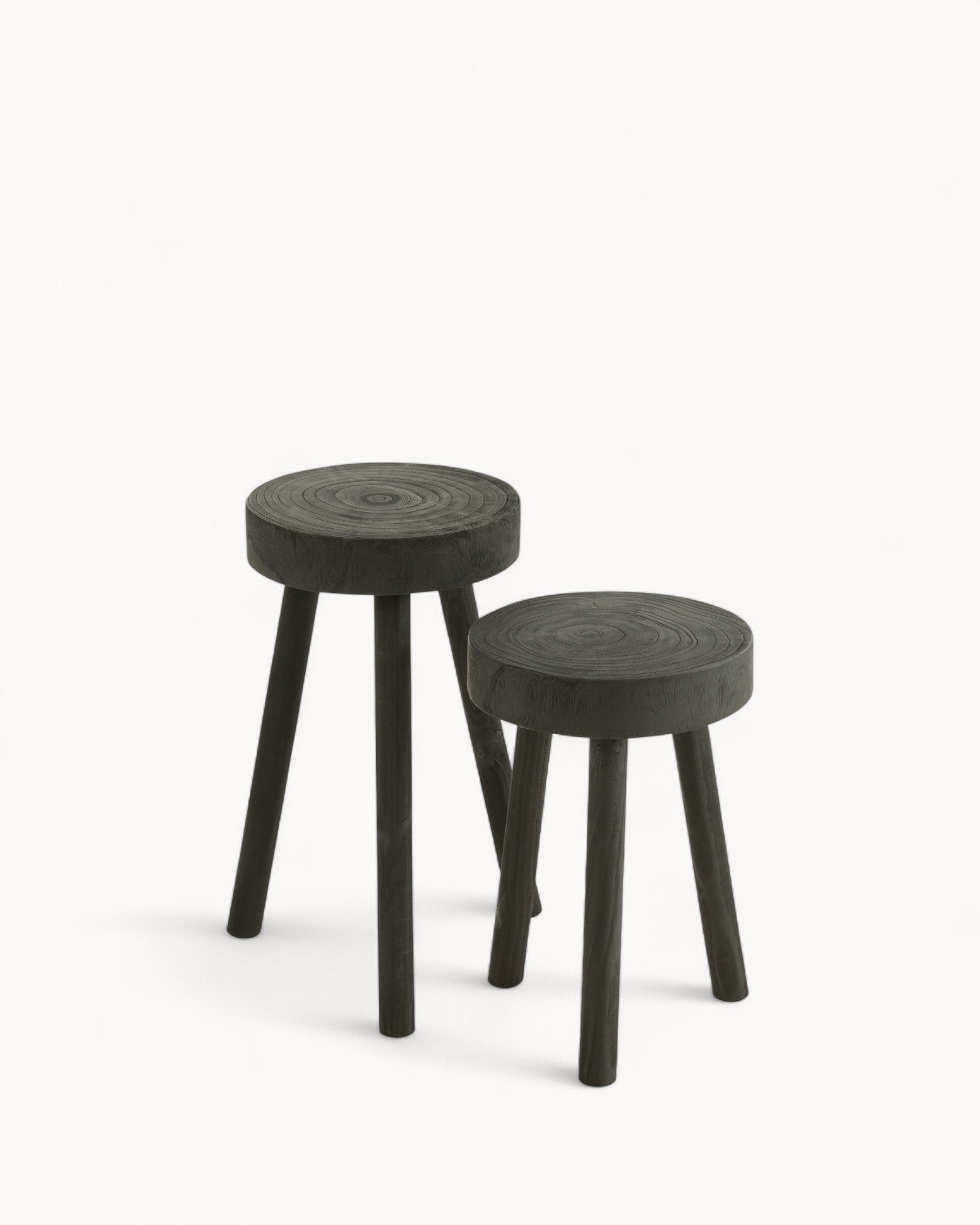 J-Line - Set of 2 Stools - Black Paulownia Wood - Modern & Versatile