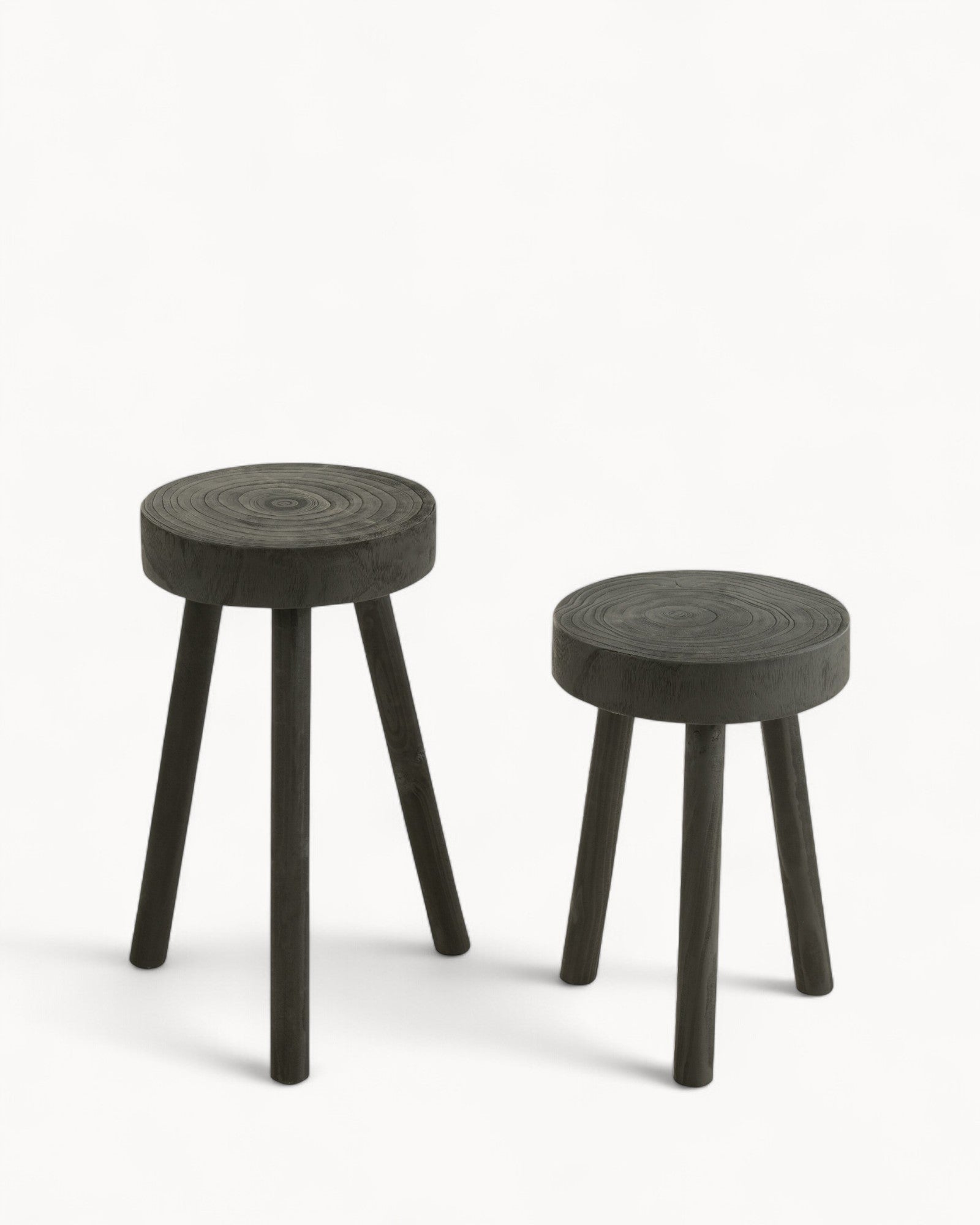 J-Line - Set of 2 Stools - Black Paulownia Wood - Modern & Versatile