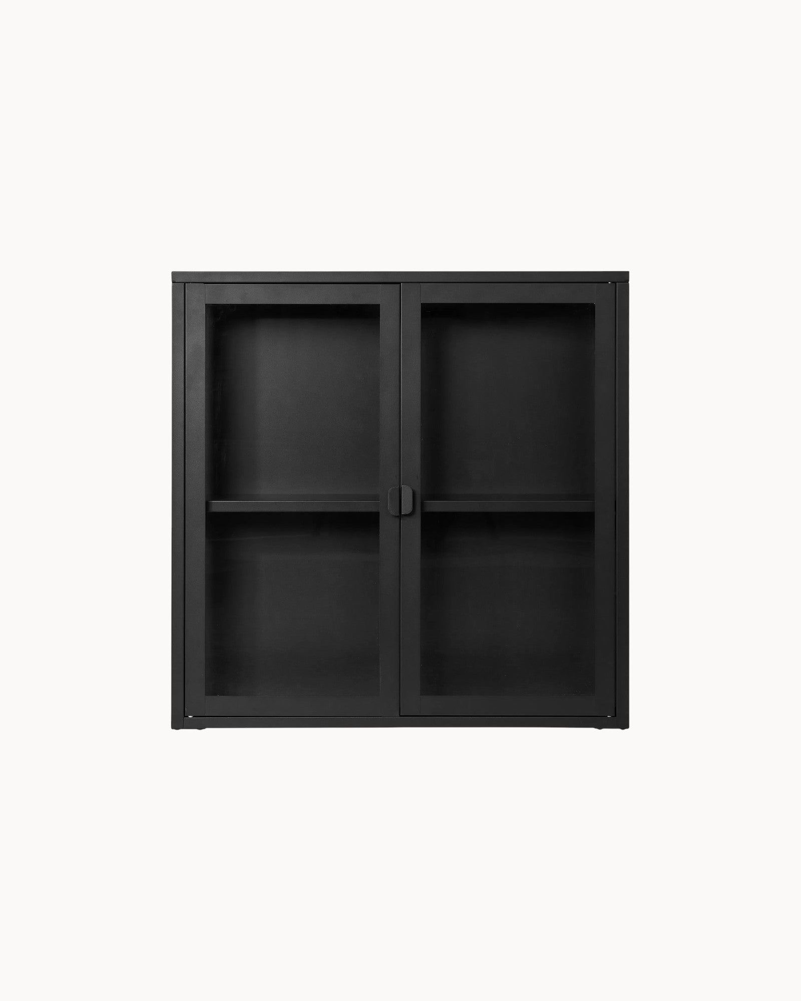 Wall Cabinet - Modern - Black - Glass & steel - 80x18x80 cm