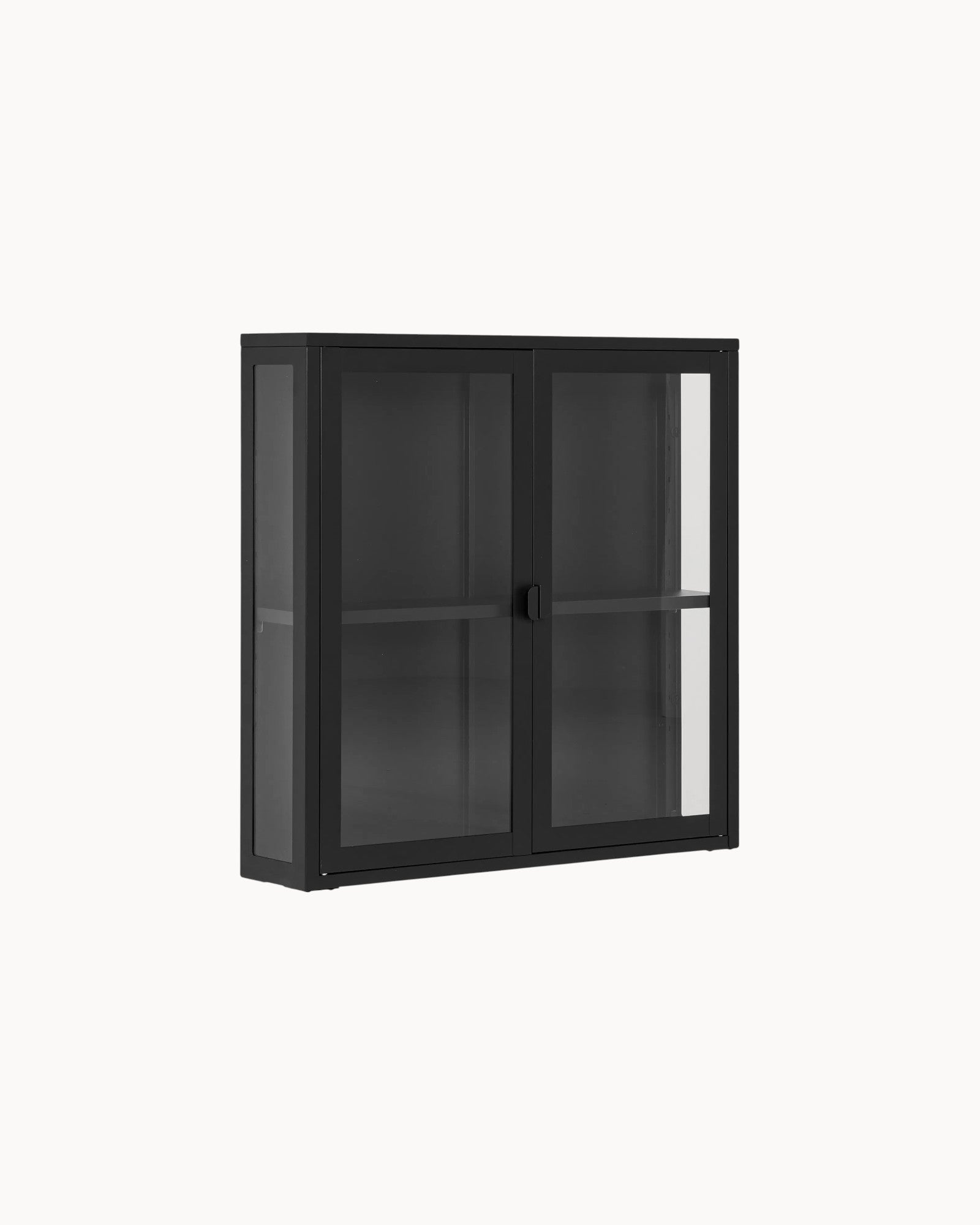 Wandkast - Modern - Zwart - Glas & staal - 80x18x80 cm