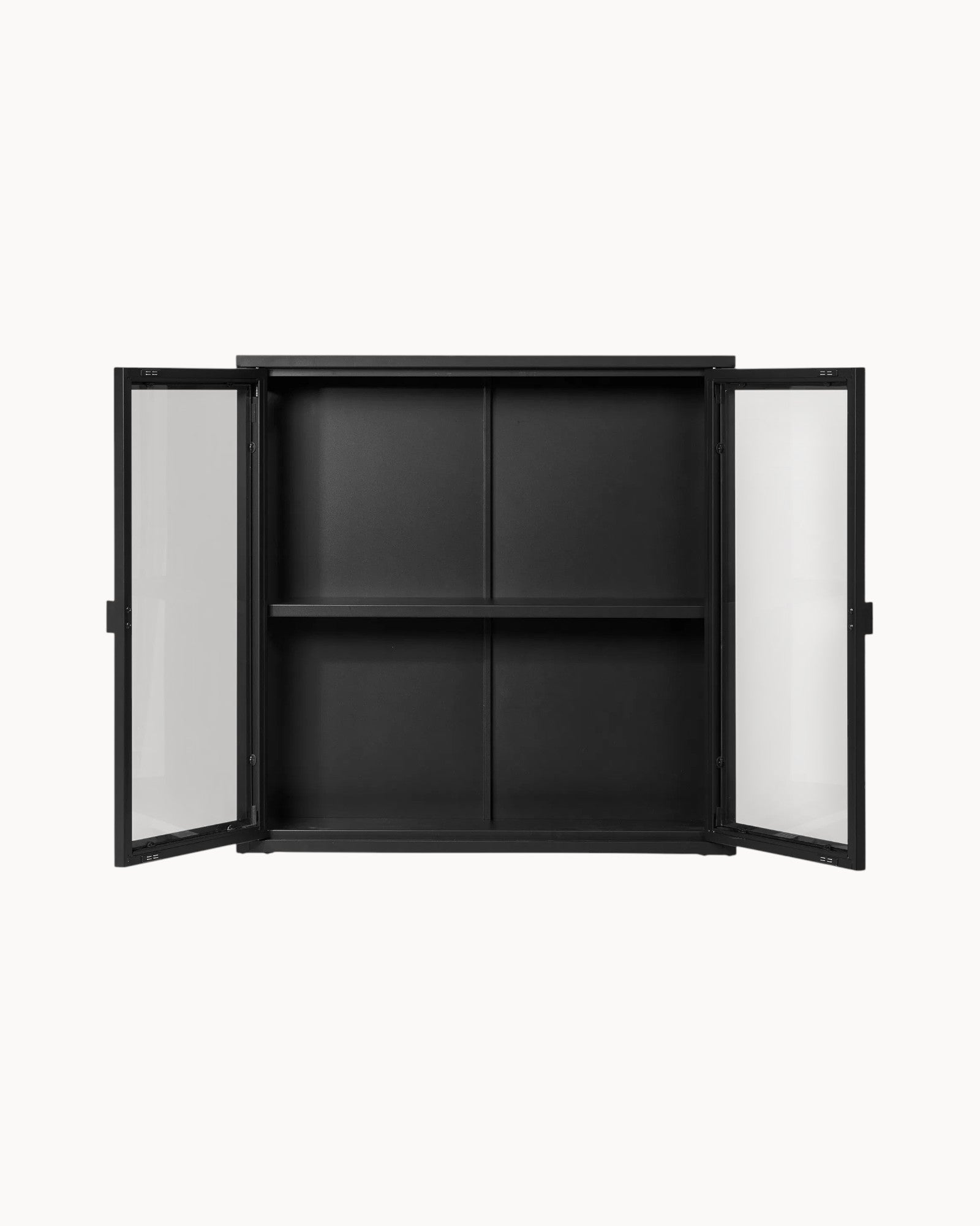 Wandkast - Modern - Zwart - Glas & staal - 80x18x80 cm