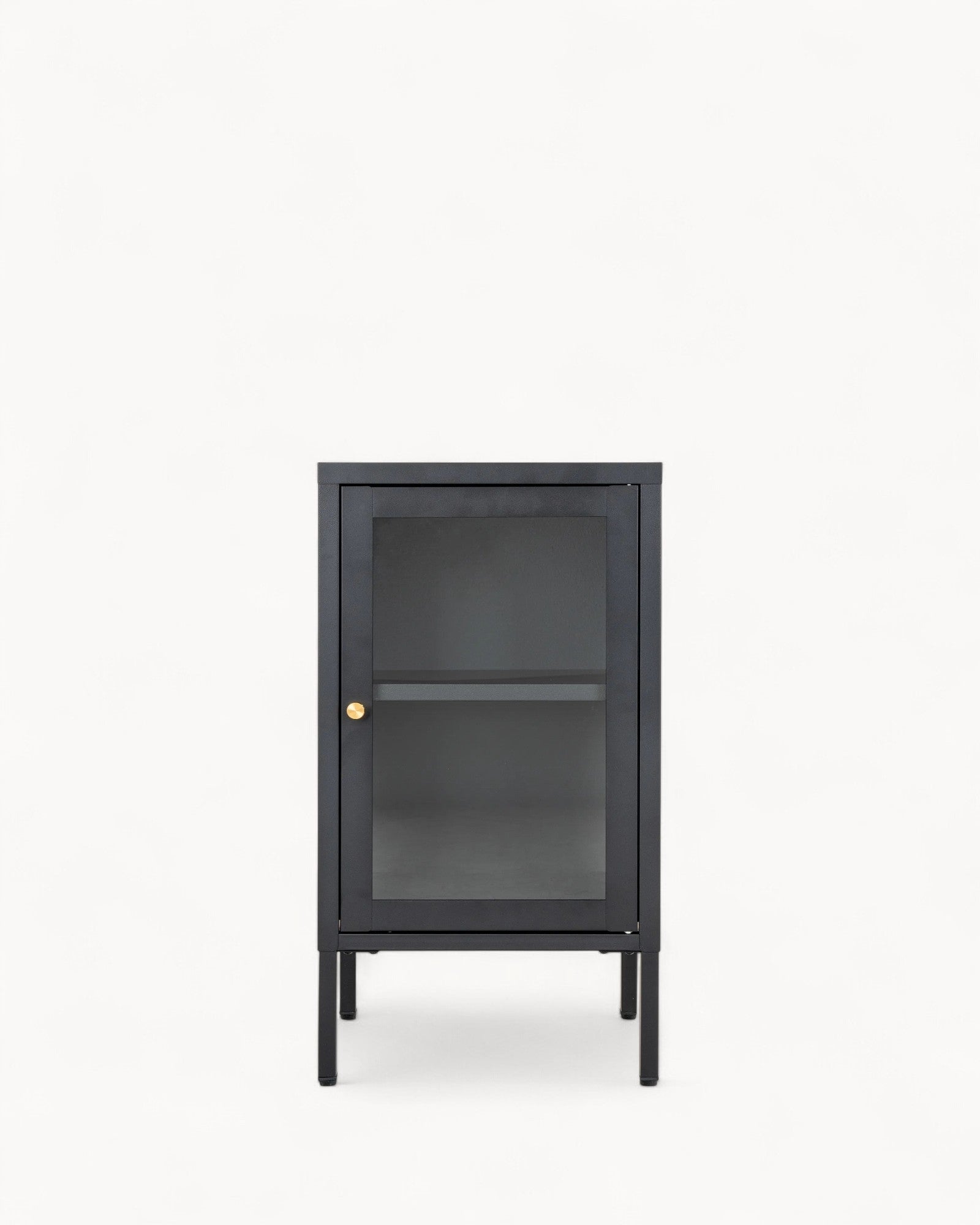 Metal Cabinet with Glass Door - Black - 38x35x70 cm - Modern Design