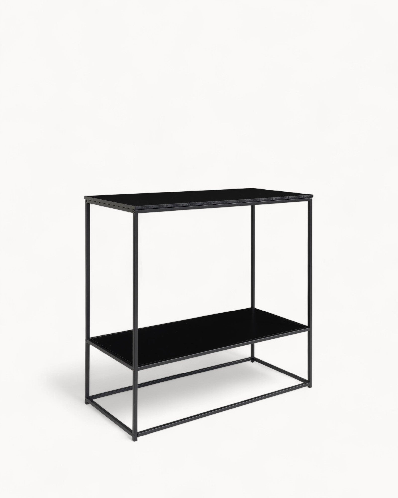 Console Table - Black - Metal Frame - 80x36x80 cm - 2 Shelves