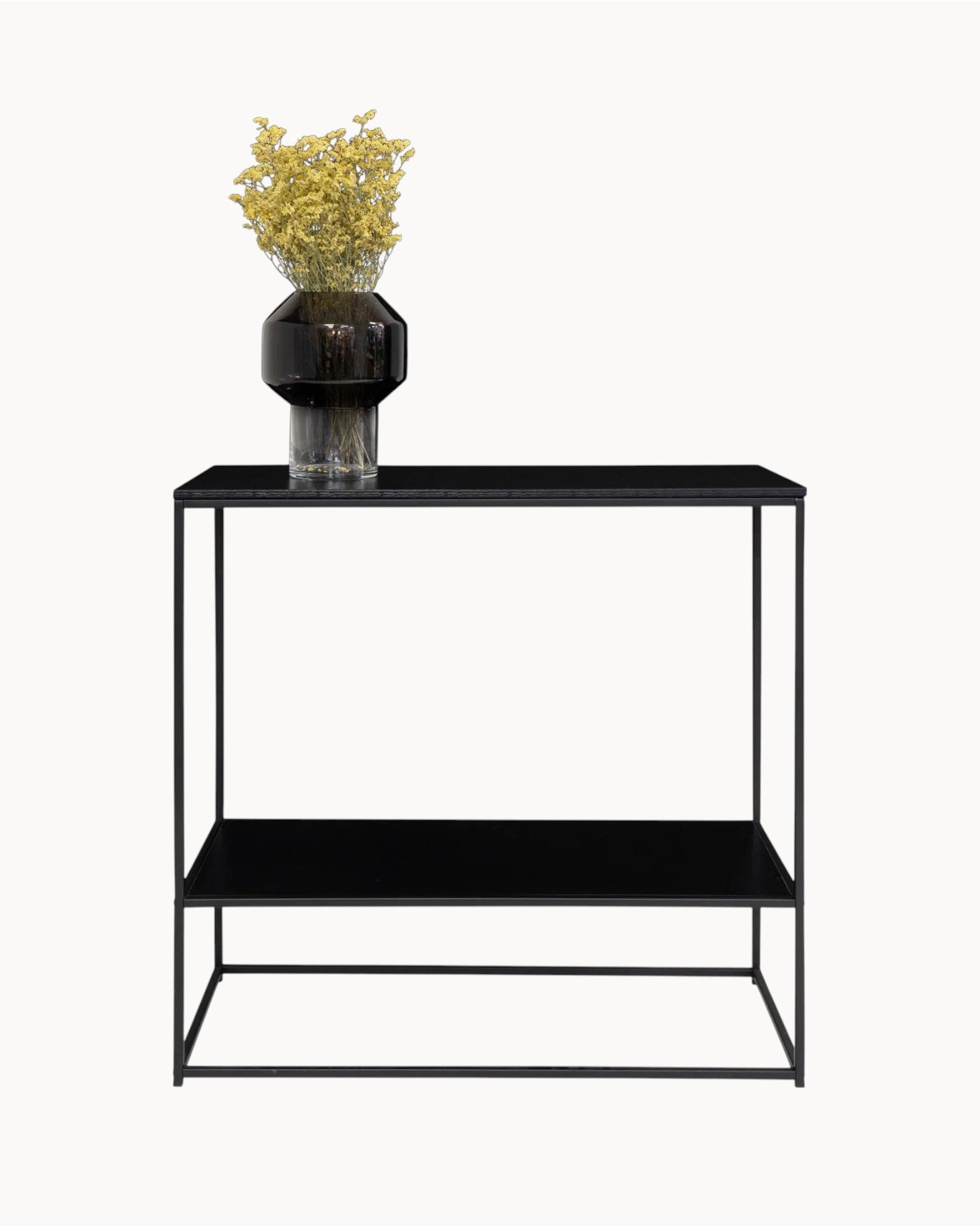 Console Table - Black - Metal Frame - 80x36x80 cm - 2 Shelves