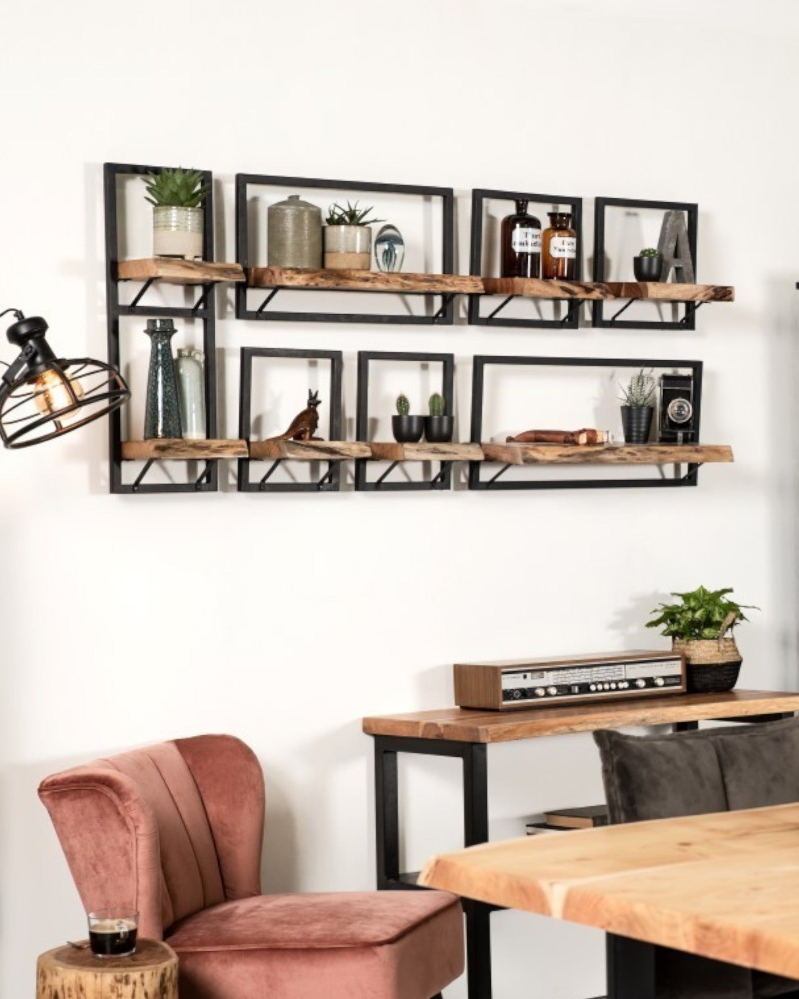 Levels Wall Shelf - Acacia Wood & Metal - 3 levels - Natural/Black
