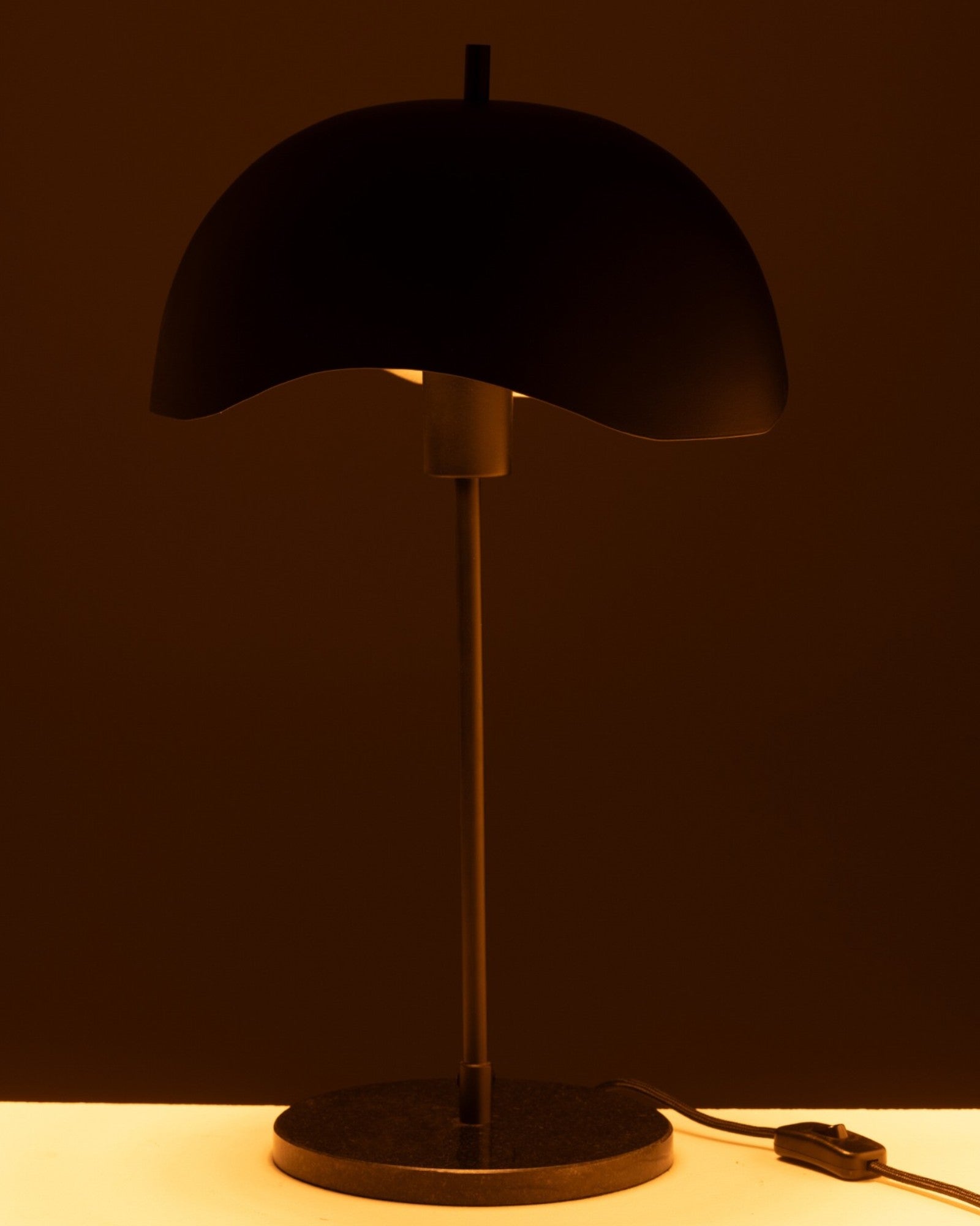 Table Lamp - Modern Black - Metal with Marble Base - E27 Socket
