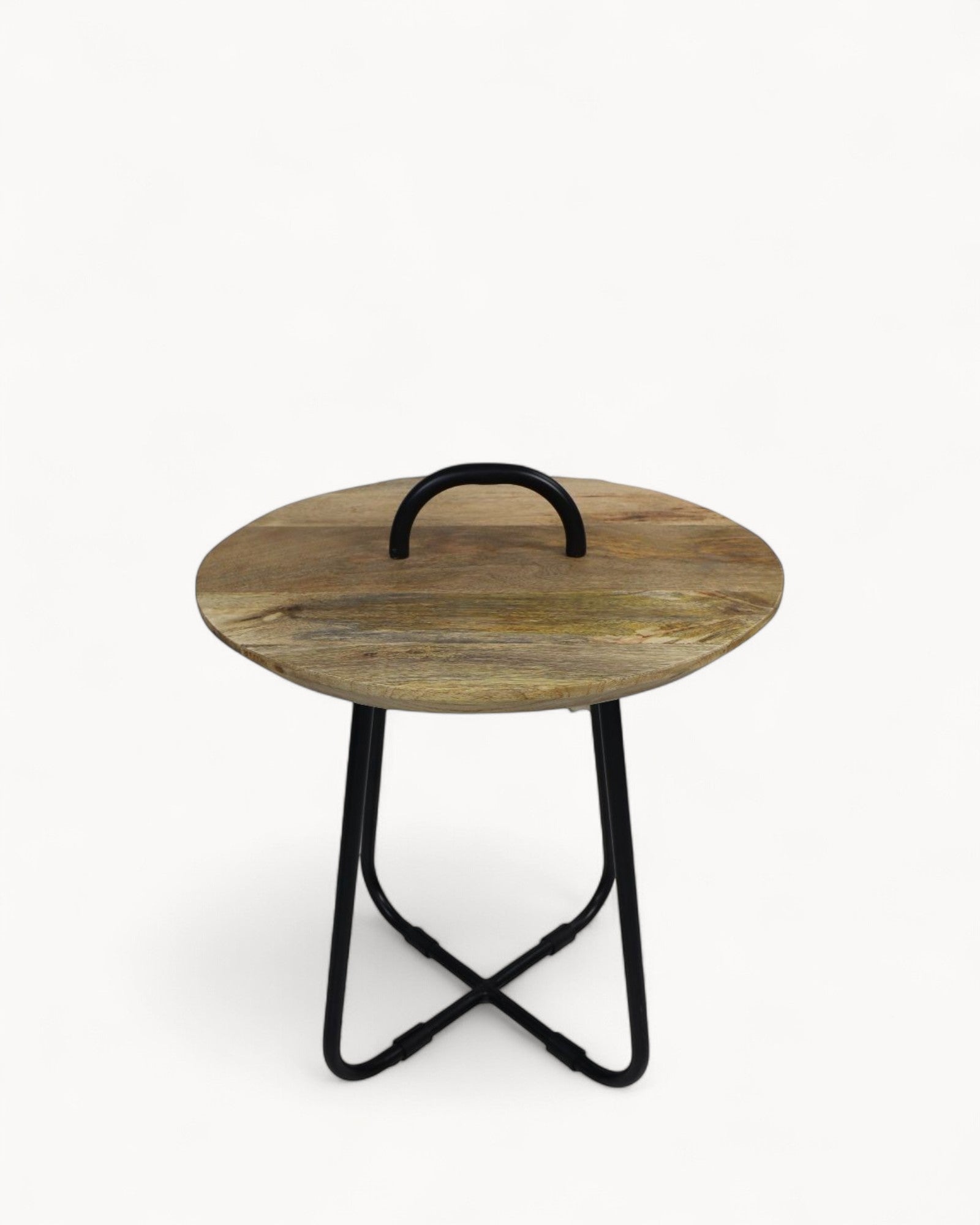 HSM Collection - Side Table Round - Mango Wood & Metal - 45x55 cm
