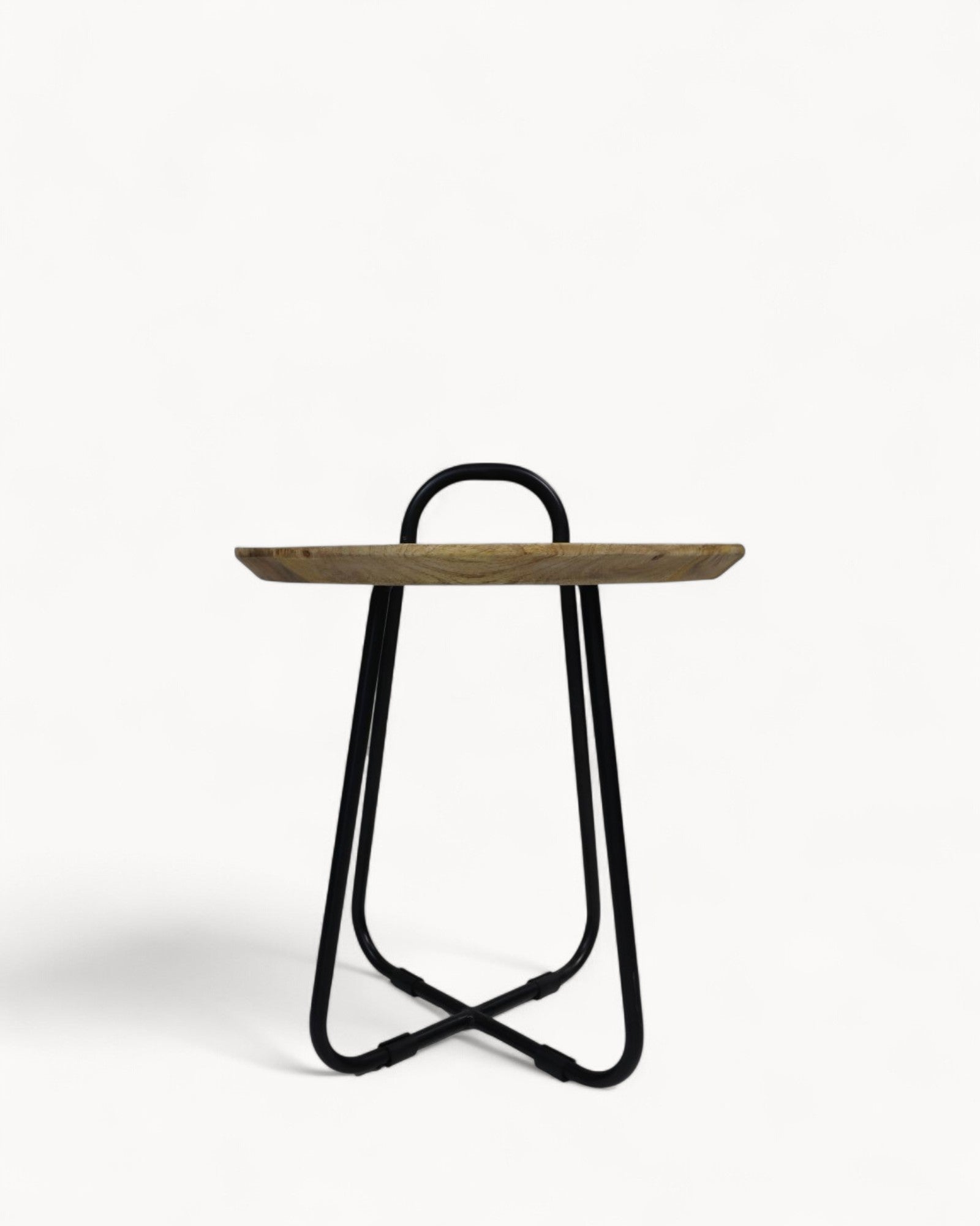 HSM Collection - Side Table Round - Mango Wood & Metal - 45x55 cm