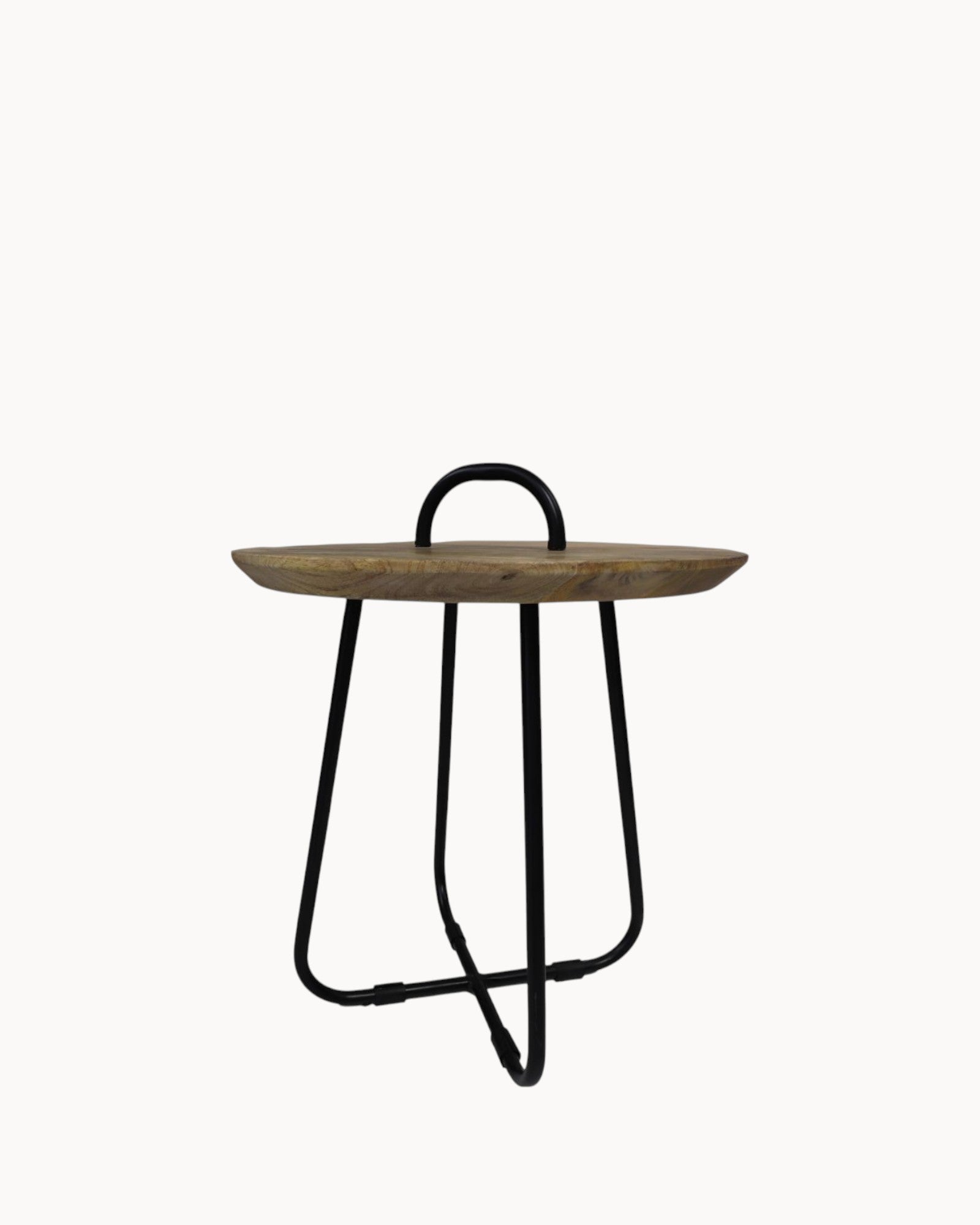 HSM Collection - Side Table Round - Mango Wood & Metal - 45x55 cm