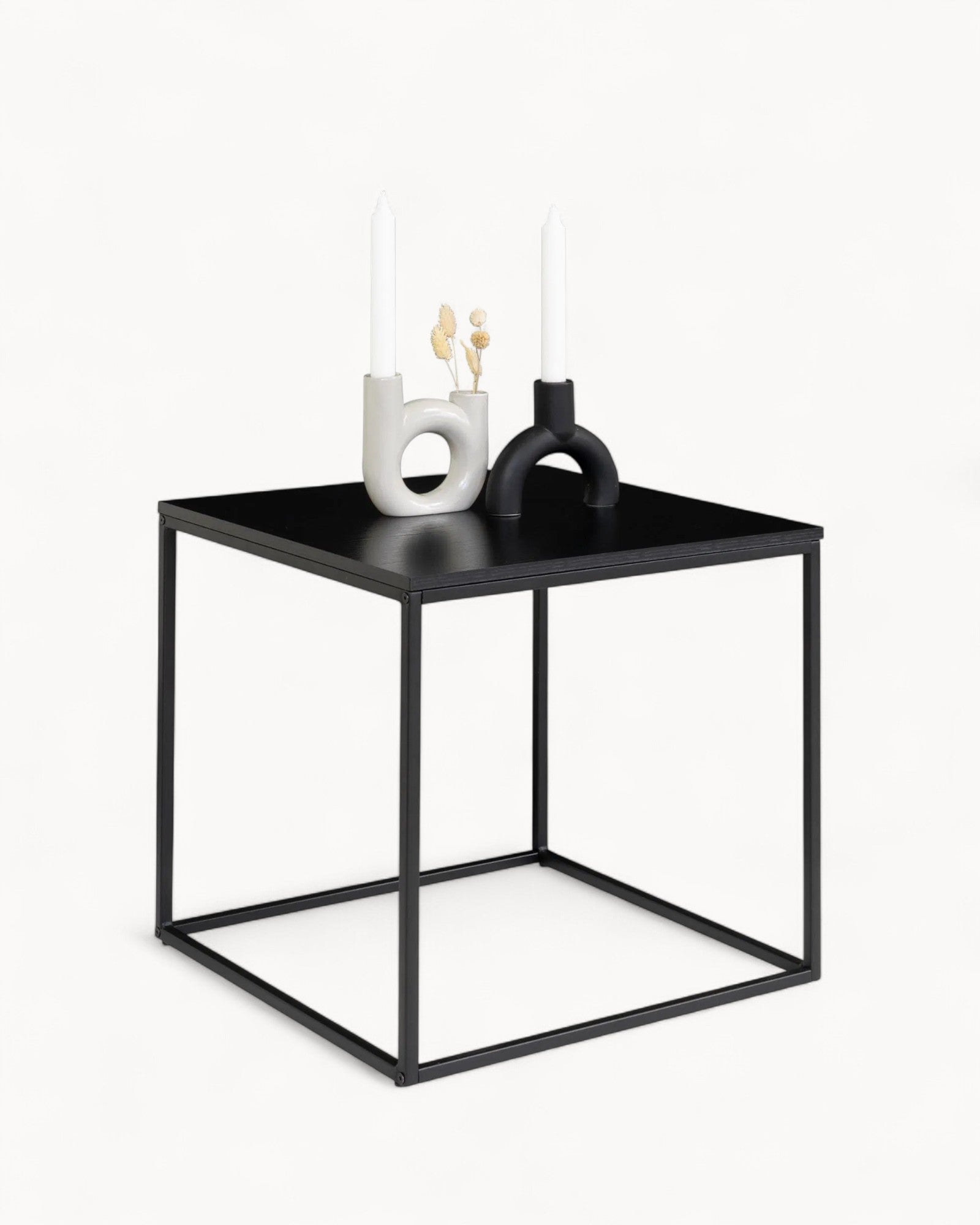 Black Box Side Table - Black, 45x45x45 cm, Metal Frame