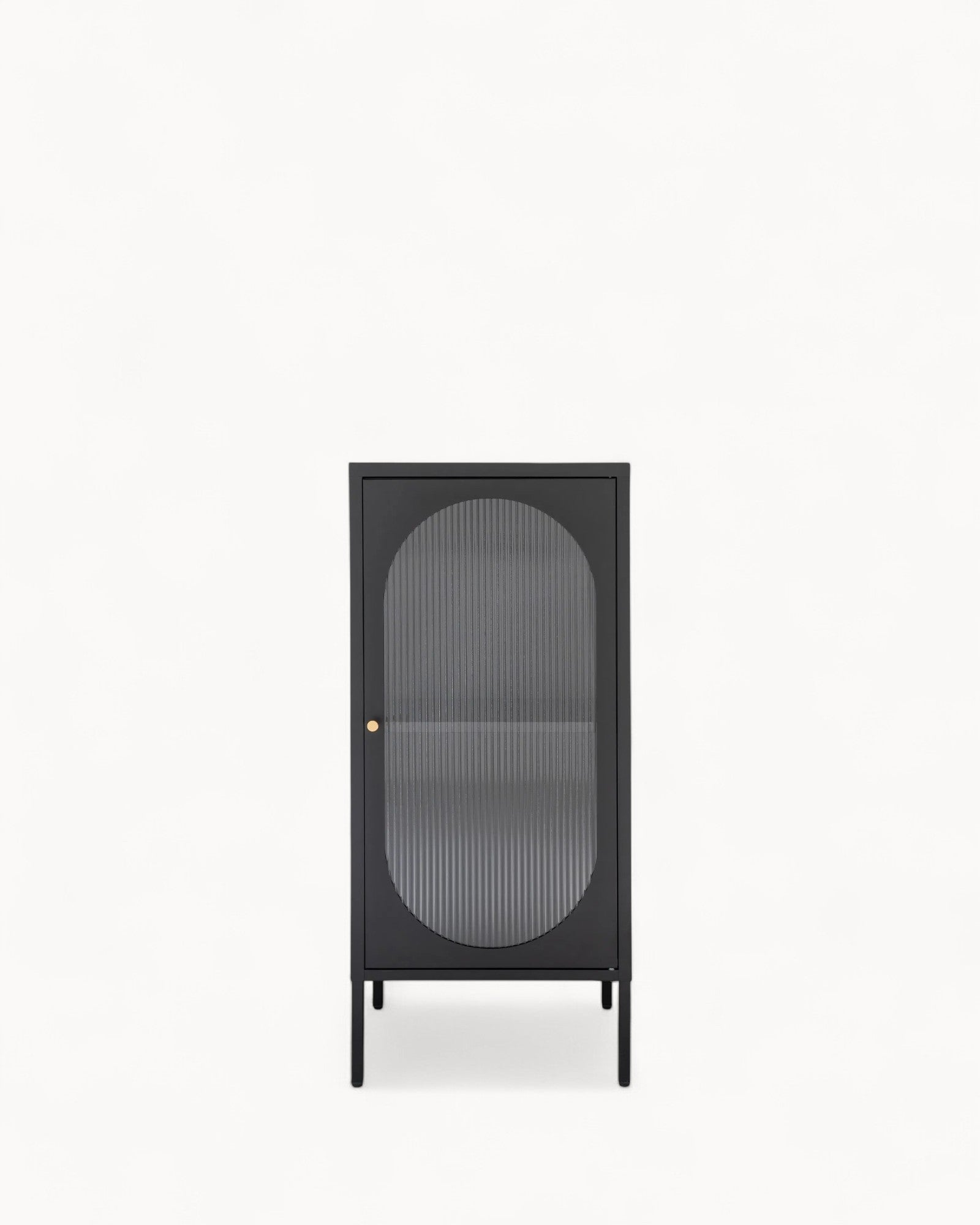 Display Cabinet - Modern Design - Black - Steel & Glass - 110 cm High