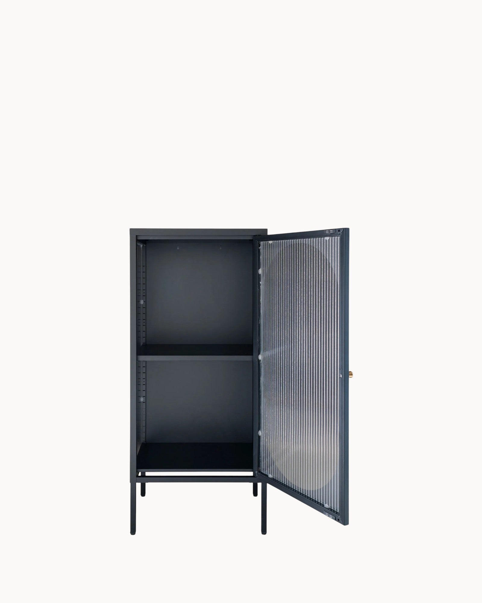 Display Cabinet - Modern Design - Black - Steel & Glass - 110 cm High
