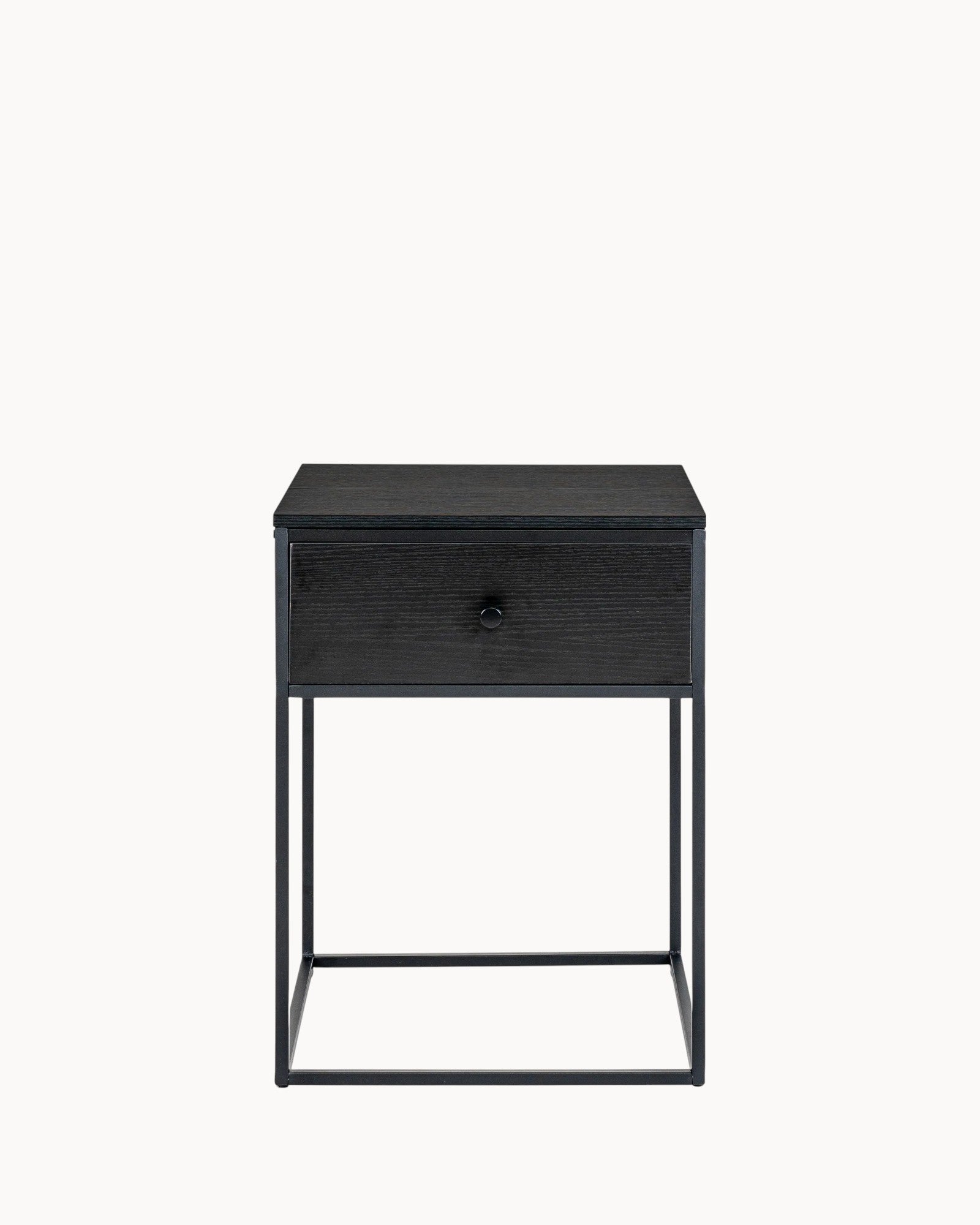 Bijzettafel met Lade - Zwart - Metalen Frame - 40x40x55 cm
